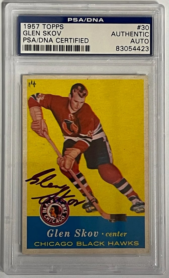 Glen Skov Autographed 1957-58 Topps Card #30 (PSA): Glen Skov Autographed 1957-58 Topps Card #30 (PSA) Item Specifics: Brand: Professional Sports Authenticator (PSA) Glen Skov Autographed 1957-58 Topps Card . Product Disclaimer: Not affiliated with any