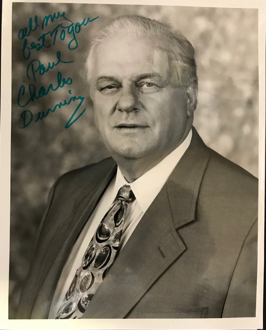 Charles Durning 8x10 Photo Autographed Black White: Charles Durning 8x10 Photo Autographed Black White Charles Durning's black and white 8x10 photo bears his signature in blue sharpie, accompanied by a personalized inscription to Paul. The item comes w