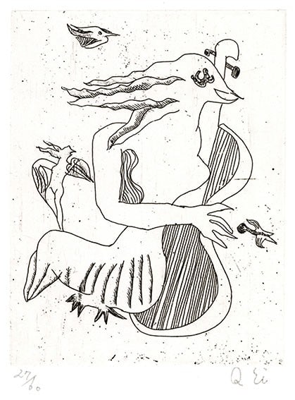 Ei Q Work 19 Abstract Copperplate Print Etching 1983 Stamp Signed Ltd 60 (1 of 5)