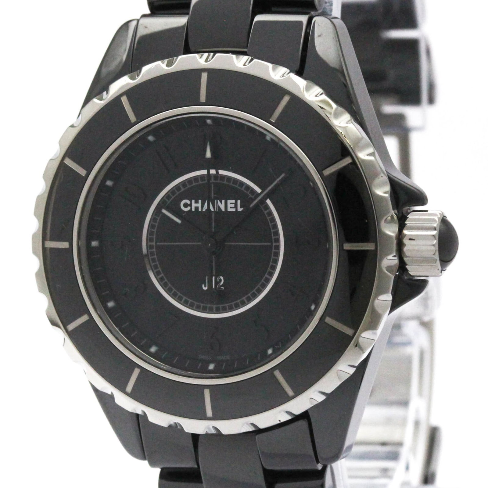 Chanel Wristwatch: Chanel Wristwatch Ceramic case and band make this Chanel J12 wristwatch a sleek and modern accessory. With its black dial and quartz movement, it's a reliable timepiece that keeps pace with your activ
