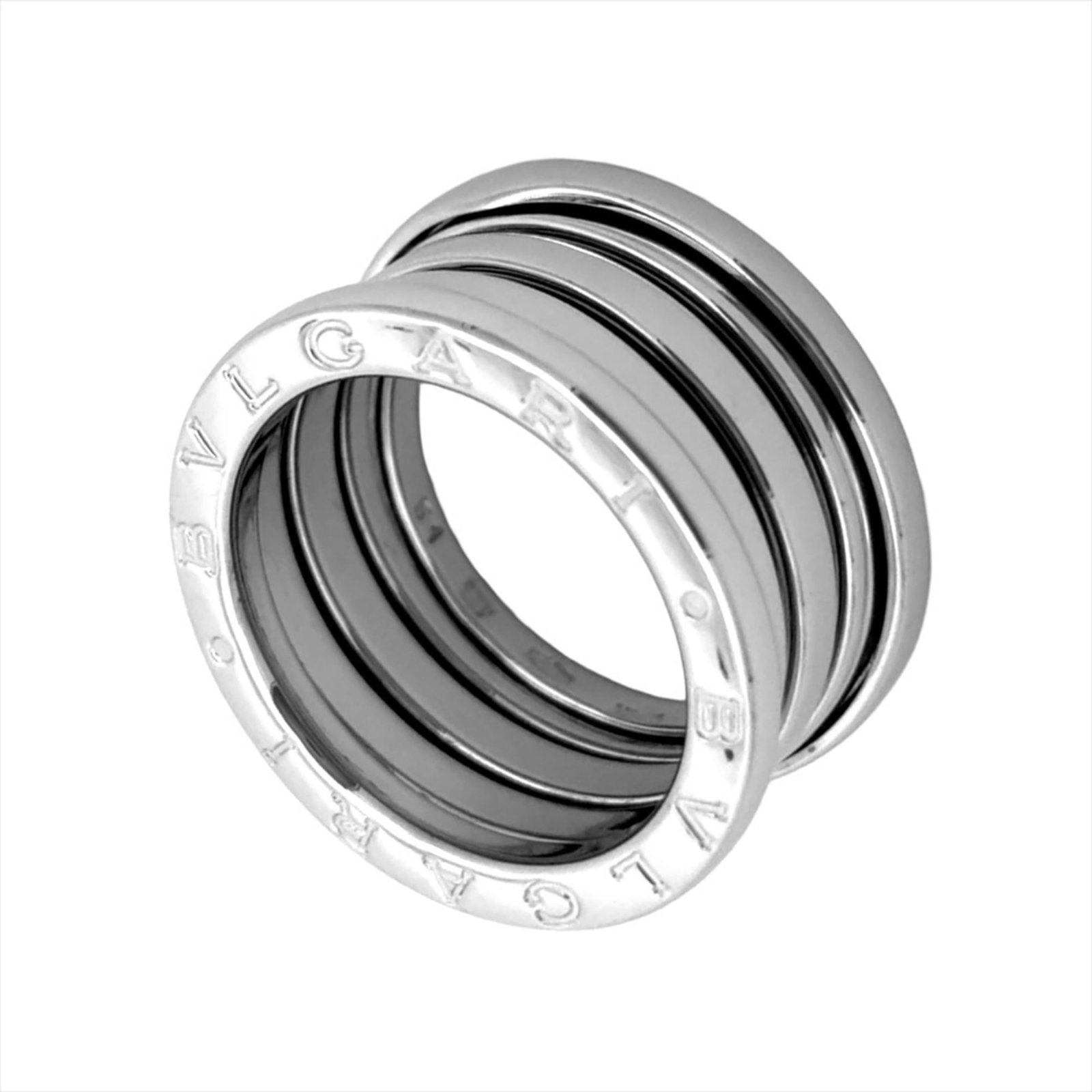 Bvlgari White Gold Band Ring 18K: Bvlgari White Gold Band Ring 18K This Bvlgari White Gold Band Ring 18K features a sleek and sophisticated design, crafted from high-quality white gold (18K) with a width of 10.5mm / 0.41''. The ring b