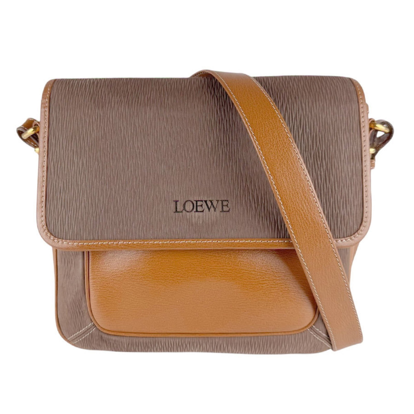 Shoulder Bag Leather by Loewe: Shoulder Bag Leather by Loewe Brown Leather Shoulder Bag by Loewe, measuring 23cm x 22cm x 7cm. This stylish shoulder bag features high-quality leather construction and a classic design that exudes ti