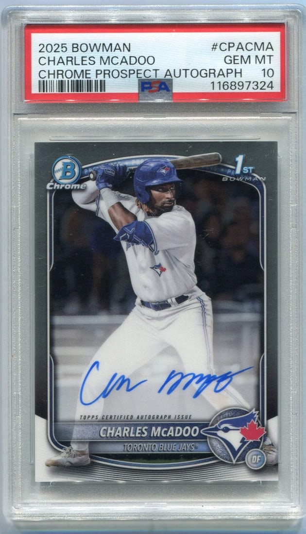 Charles McAdoo 2025 Bowman Chrome Prospects Autographed #CPA CMA PSA Graded: Charles McAdoo 2025 Bowman Chrome Prospects Autographed #CPA CMA PSA Graded Item Specifics: Brand: Bowman Chrome Charles McAdoo 2025 Bowman Chrome Prospects Autographed RC #CPA-CMA PSA Graded 10Packed