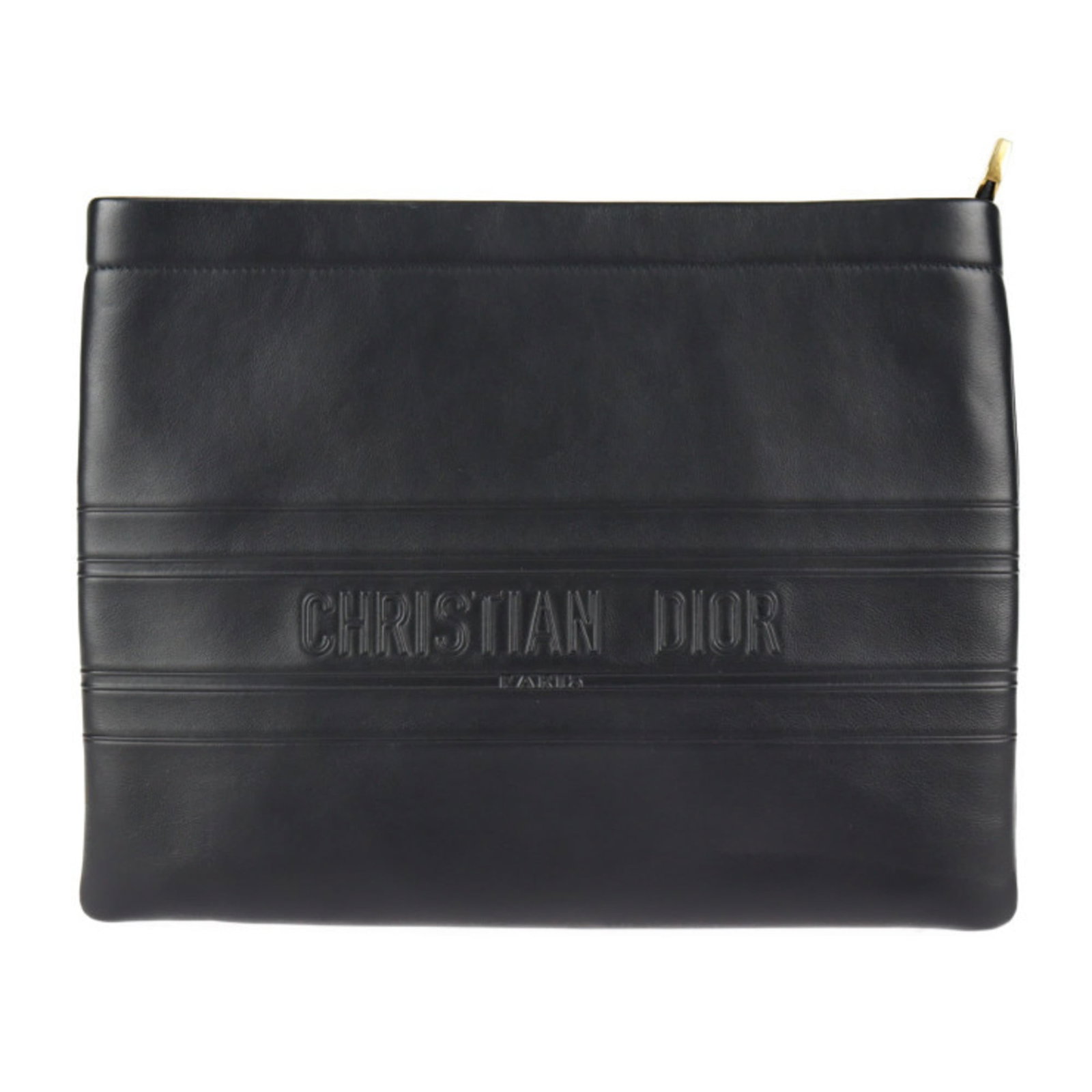 Christian Dior Clutch Bag Handbag Leather: Christian Dior Clutch Bag Handbag Leather Black leather Christian Dior clutch bag with classic design, measuring 22.5cm x 29cm in size. This stylish handbag features a sleek black leather material