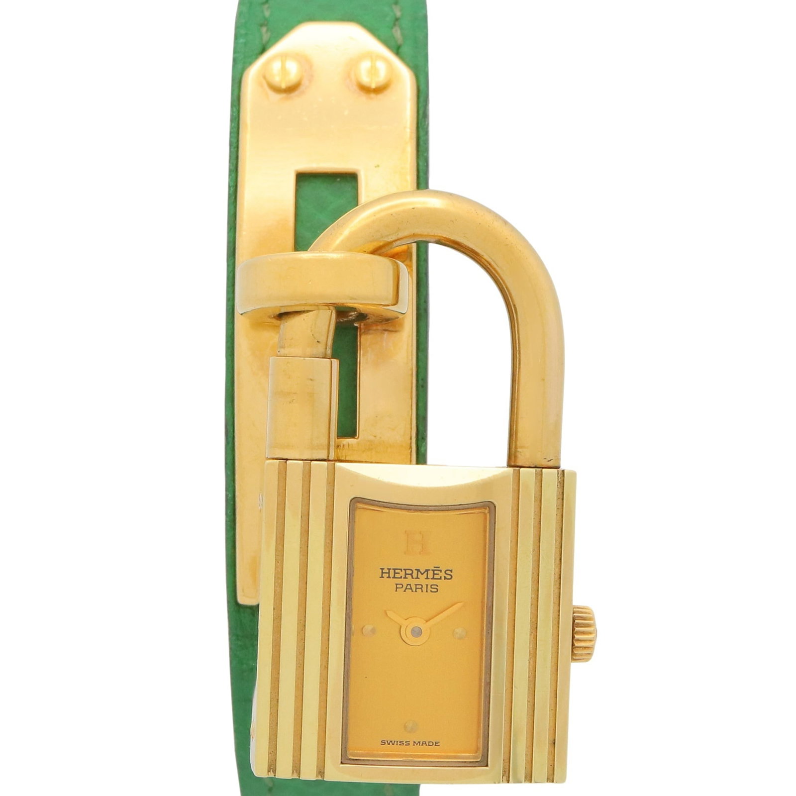 Hermes Wristwatch: Hermes Wristwatch The Hermes MPN KE1.201 Wristwatch boasts a stunning champagne dial and gold-plated case, perfectly complemented by its supple leather strap. This elegant timepiece features a quartz