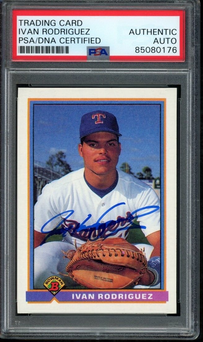 Ivan Rodriguez HOF Autographed 1991 Bowman Rookie Card #272 Rangers PSA/ DNA 2: Ivan Rodriguez HOF Autographed 1991 Bowman Rookie Card #272 Rangers PSA/ DNA 2 Item Specifics: Productname: Ivan Rodriguez HOF Autographed 1991 Bowman Rookie Card #272 Range Original/Reprint:
