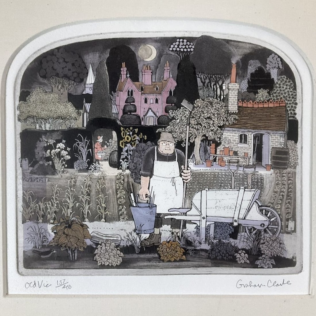 Graham Clarke Old Vic Signed Hand Colored Etching British Garden Art (1 of 10)