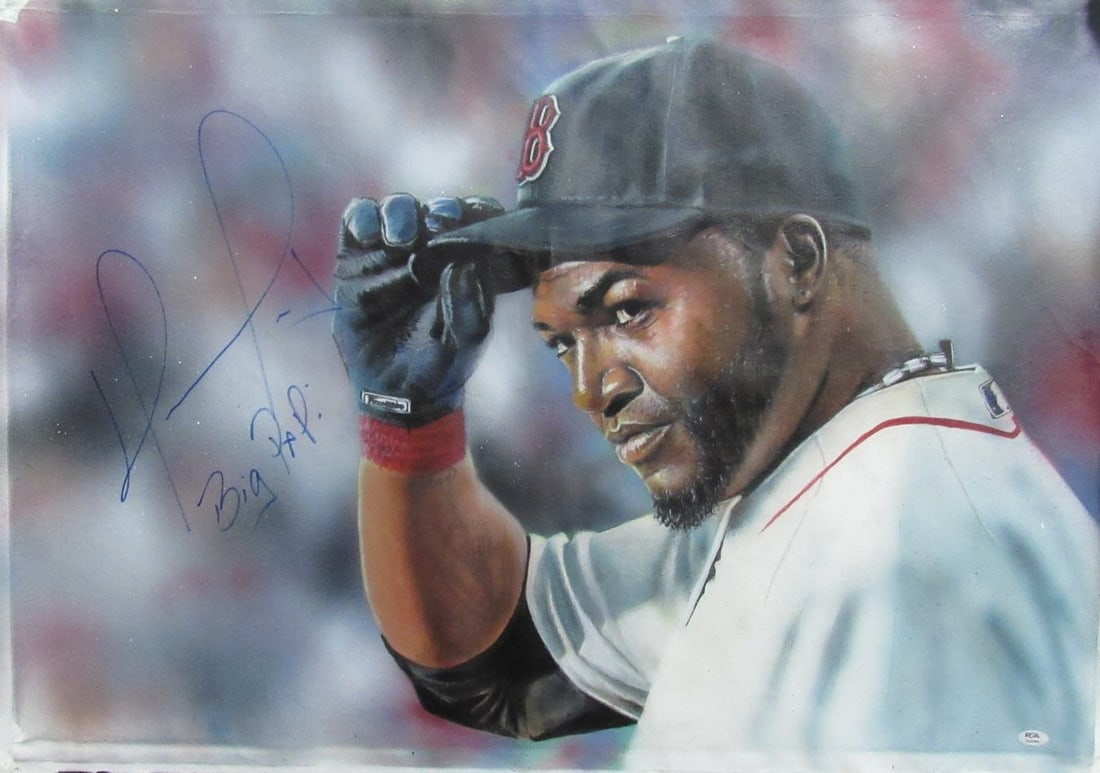 David Ortiz HOF Autographed 37x25 Canvas Boston Red Sox PSA/ DNA 178314: David Ortiz HOF Autographed 37x25 Canvas Boston Red Sox PSA/ DNA 178314 Signed by David Ortiz, the legendary slugger and Hall of Famer, this 37x25 canvas photo features an iconic moment in Red Sox