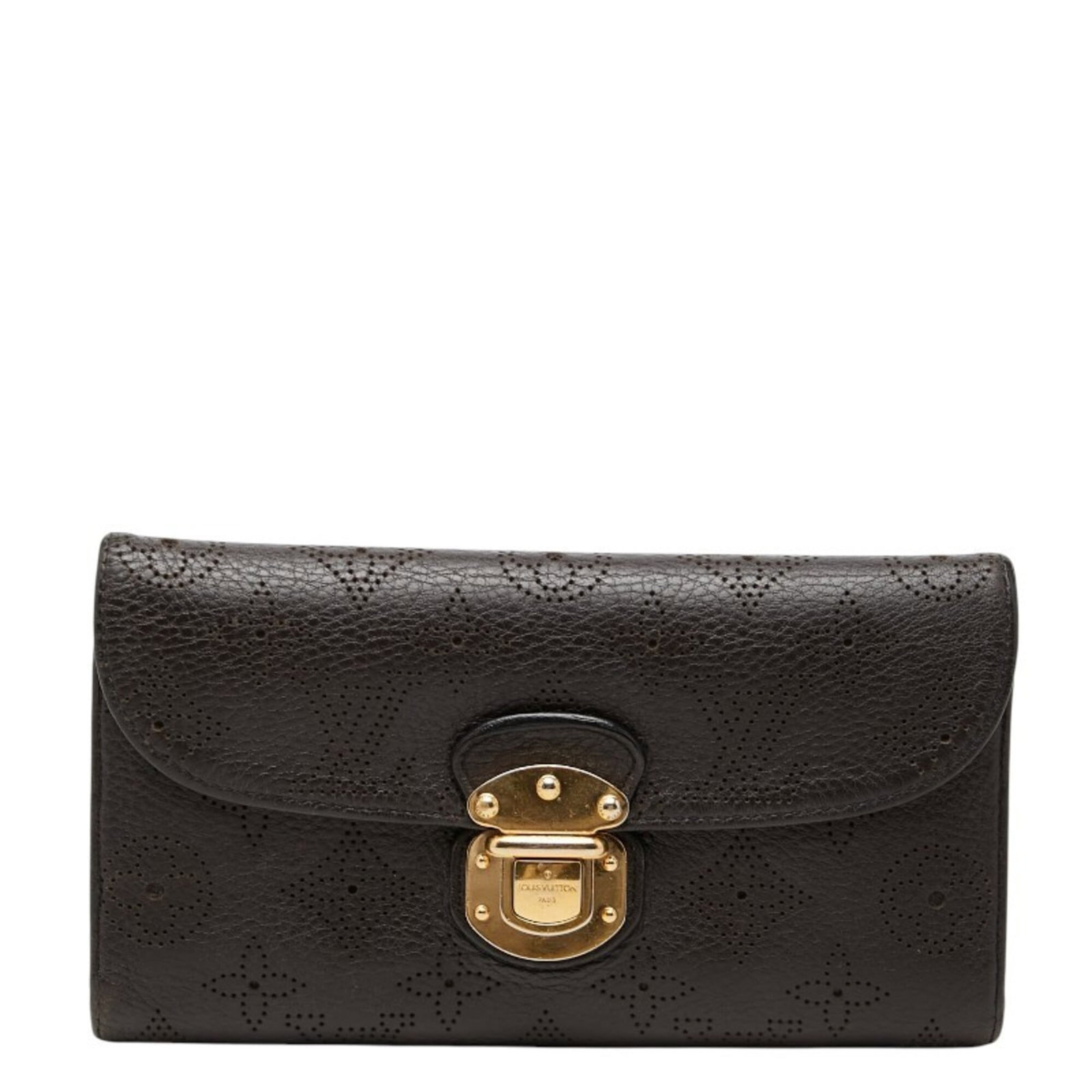 Louis Vuitton Long Wallet (Tri-Fold) Leather: Louis Vuitton Long Wallet (Tri-Fold) Leather Dark brown leather tri-fold wallet from Louis Vuitton, featuring the iconic monogram pattern. Measuring 10.5cm x 19cm x 2cm, this long wallet offers a clas