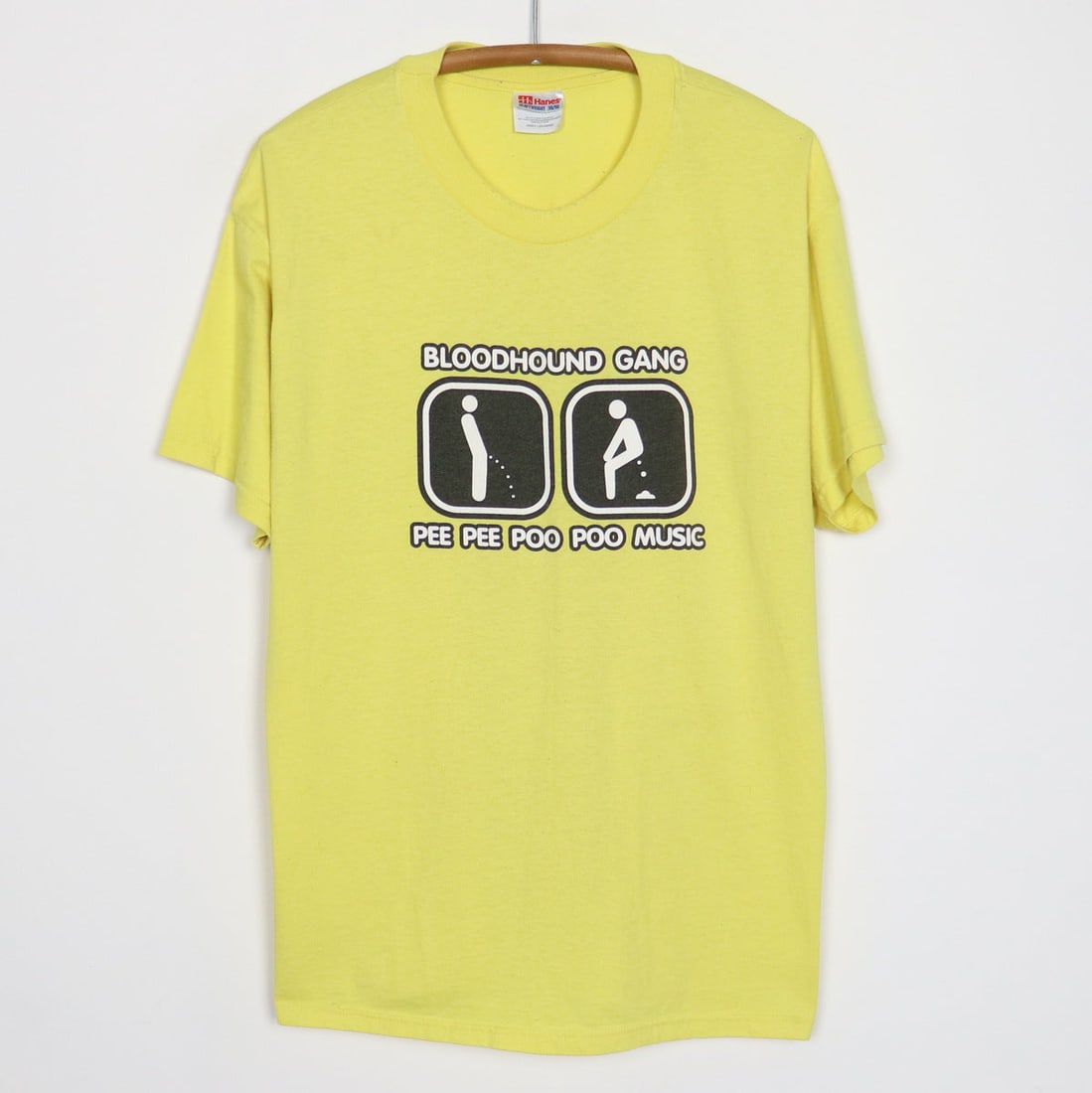 Bloodhound Gang Pee Poo Music Shirt: Bloodhound Gang Pee Poo Music Shirt Large, vintage Bloodhound Gang Pee Poo Music Shirt in good condition with holes on front and back. Arrives washed and ready to wear. Features a 50/50 poly/cotton