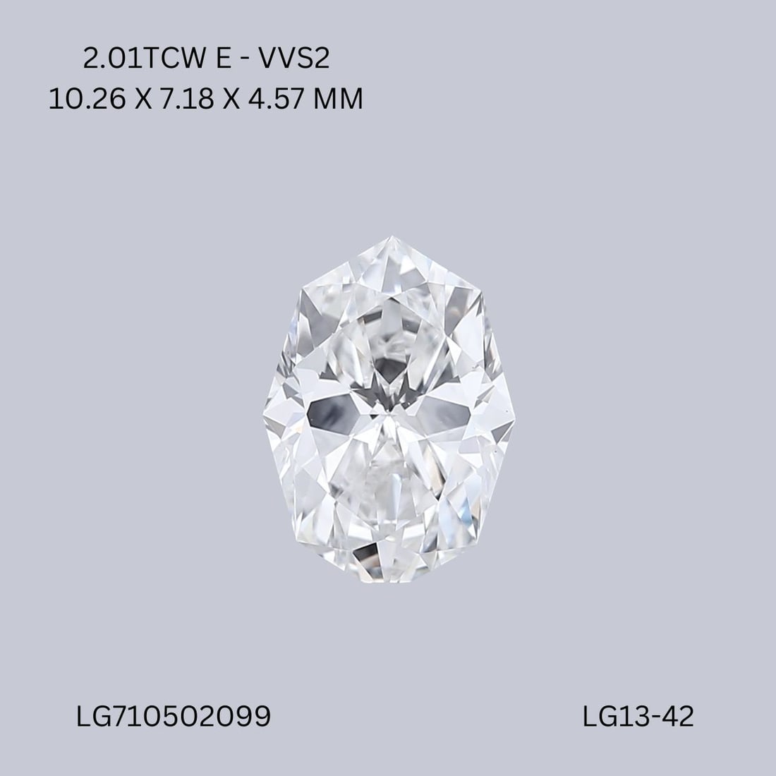 IGI Octagonal 2.01ct E VVS2 - Loose Lab Diamond: IGI Octagonal 2.01ct E VVS2 - Loose Lab Diamond Item Specifics: Source: This Is A Real Diamond Grown In A Lab Not Mined. Carat: 2.01 Cut: - Color: E Clarity: VVS2 Polish: EX Symmetry: EX Measurements: