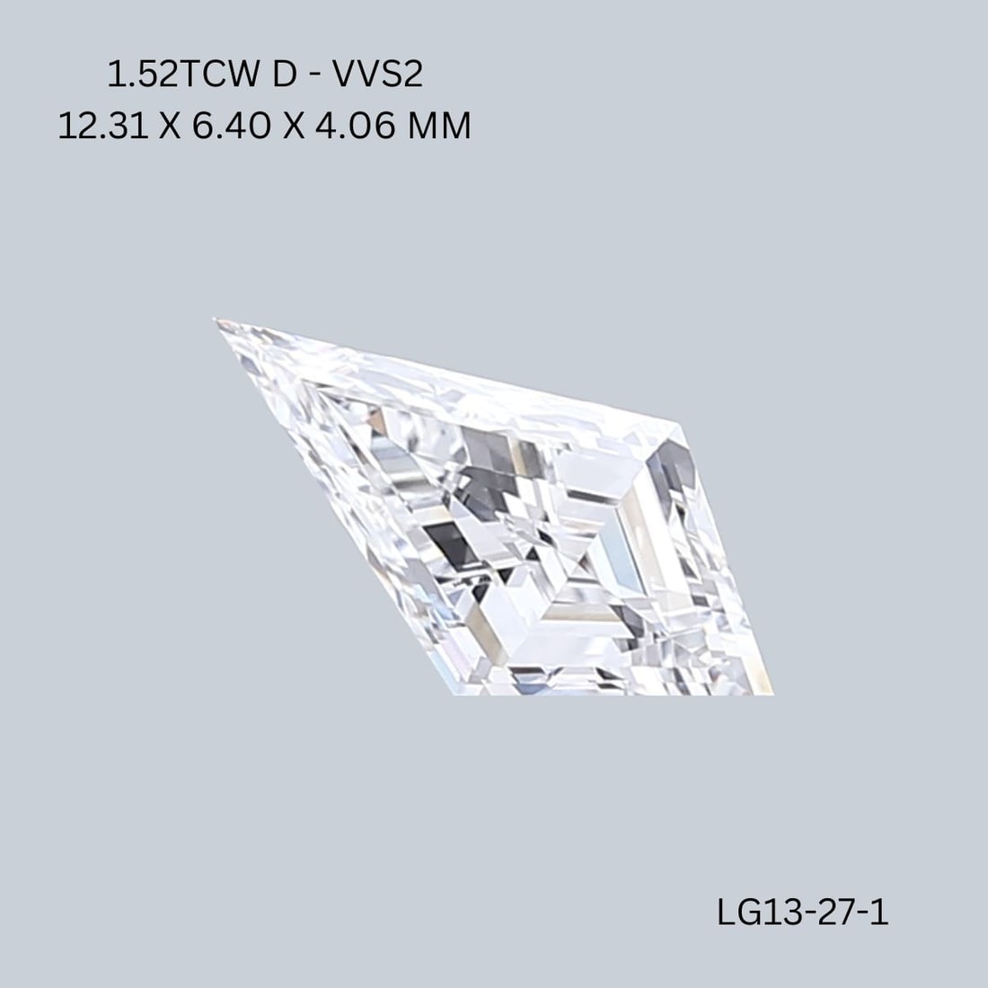 IGI Kite 1.52ct D VVS2 - Loose Lab Diamond: IGI Kite 1.52ct D VVS2 - Loose Lab Diamond Item Specifics: Source: This Is A Real Diamond Grown In A Lab Not Mined. Carat: 1.52 Cut: - Color: D Clarity: VVS2 Polish: EX Symmetry: EX Measurements: 12.3