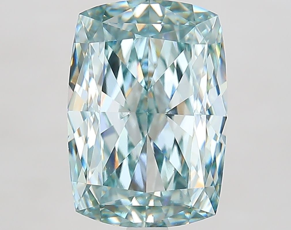 IGI Cushion Modified 5.1ct Fancy Blueish Green VVS2 - Loose Lab Diamond: IGI Cushion Modified 5.1ct Fancy Blueish Green VVS2 - Loose Lab Diamond Item Specifics: Source: This Is A Real Diamond Grown In A Lab Not Mined. Carat: 5.1 Cut: - Color: Fancy Blueish Green Clarity: V