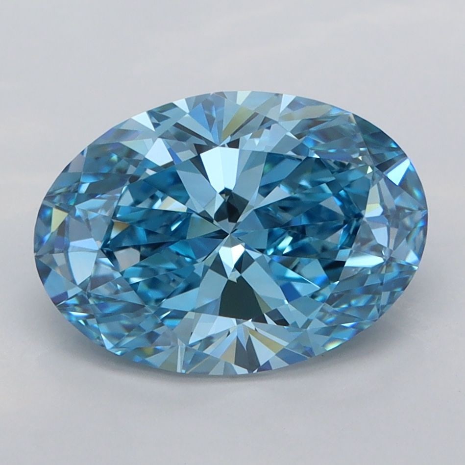 IGI Oval 2.53ct Fancy Vivid Blue VVS2 - Loose Lab Diamond: IGI Oval 2.53ct Fancy Vivid Blue VVS2 - Loose Lab Diamond Item Specifics: Source: This Is A Real Diamond Grown In A Lab Not Mined. Carat: 2.53 Cut: - Color: Fancy Vivid Blue Clarity: VVS2 Polish: EX S