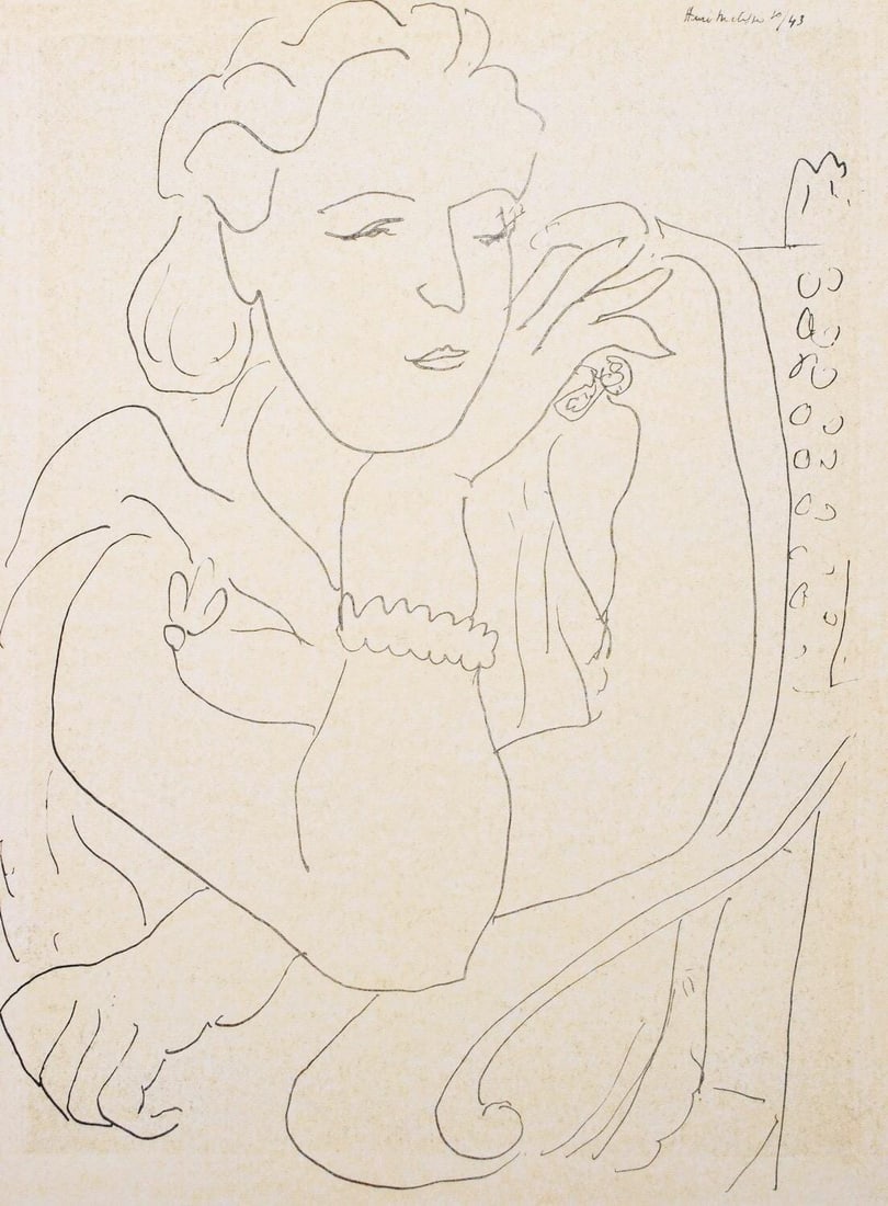 Henri Matisse, Mademoiselle M.B., Portraits par Henri Matisse, Hliogravure: Henri Matisse, Mademoiselle M.B., Portraits par Henri Matisse, Hliogravure Item Specifics: Paper Size: 12 x 9.25 inches; image size: 9.45 x 6.69 inches. Inscription: Signed in the plate and unnumbered