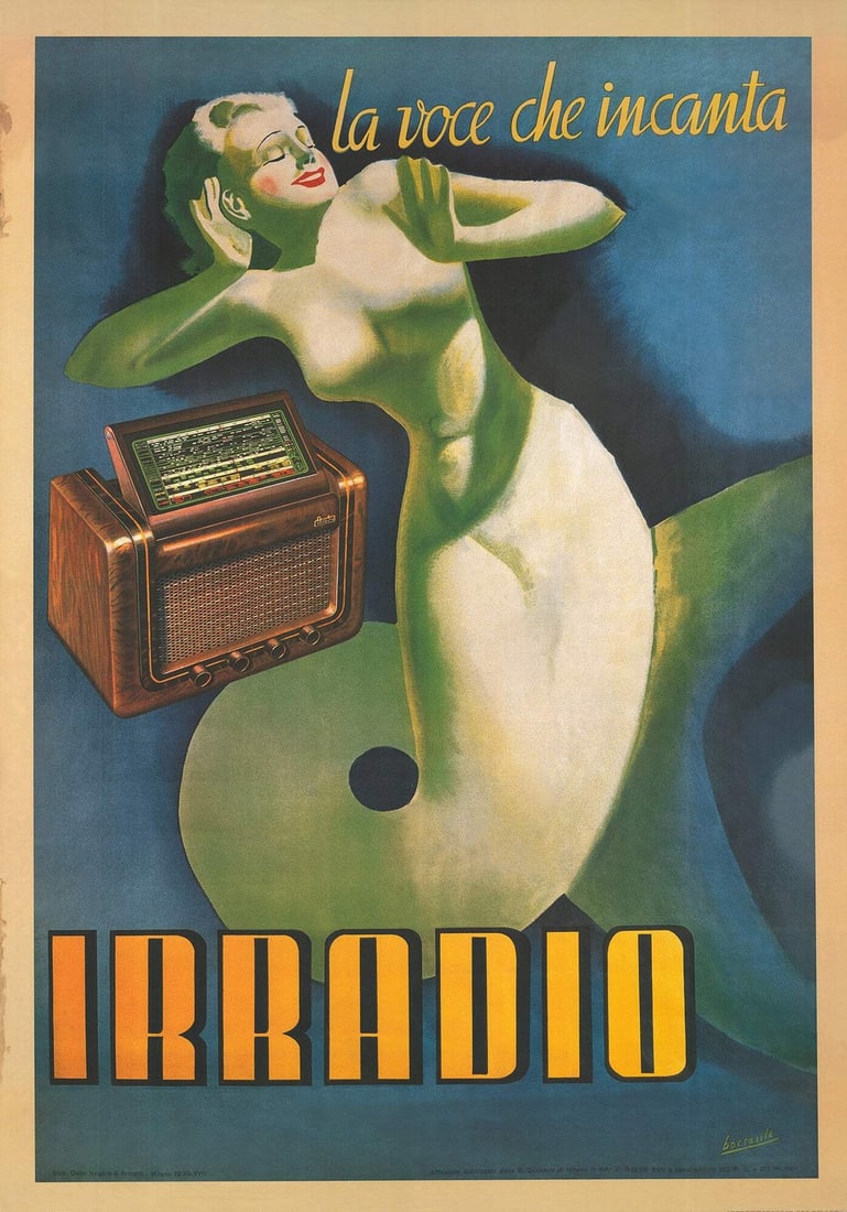 GINO BOCCASILE Irradio La voce de Incanta 54.25" x 38.25" Offset Lithograph 1998 (1 of 4)