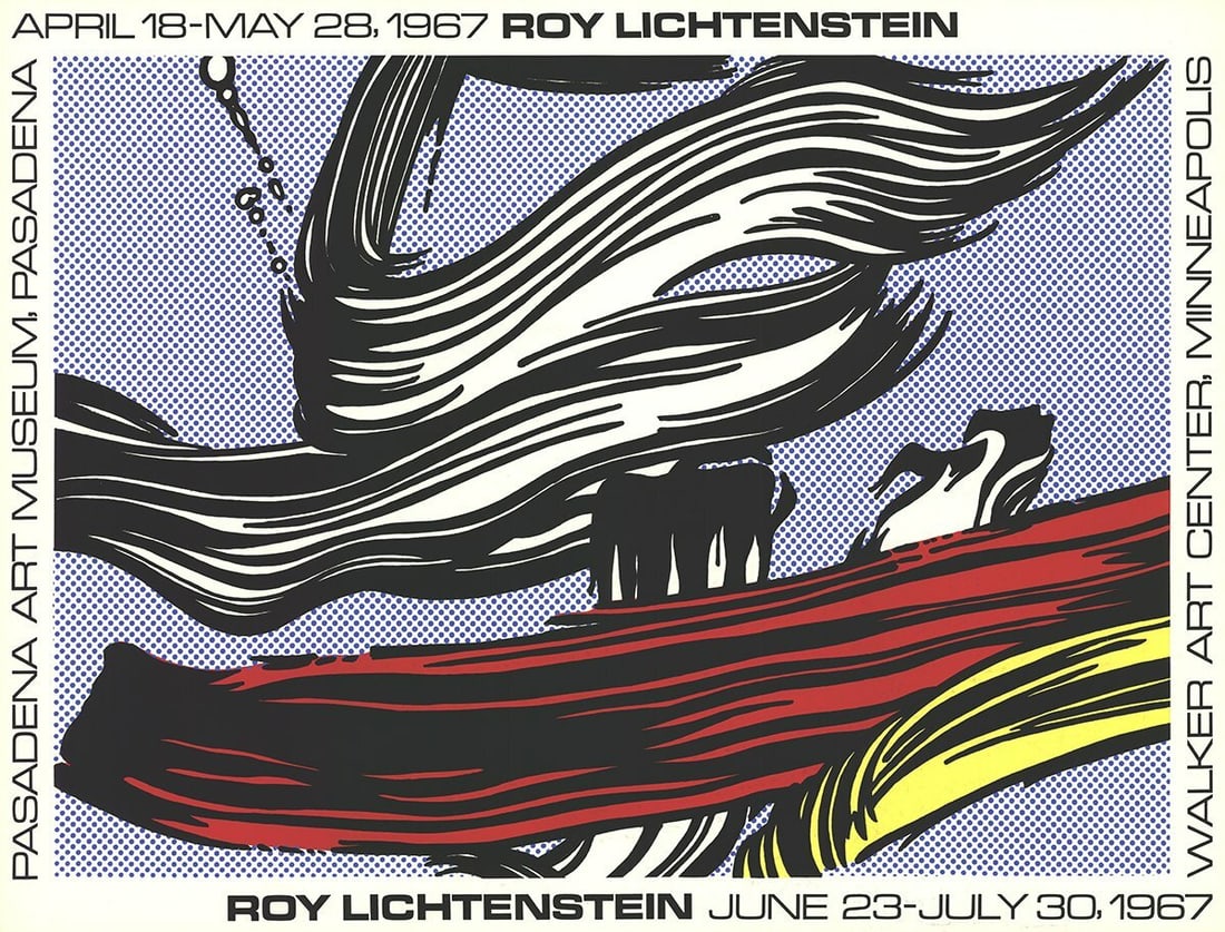 ROY LICHTENSTEIN Brushstrokes at Pasadena Art Museum 25" x 33" Serigraph 1967 Po (1 of 16)