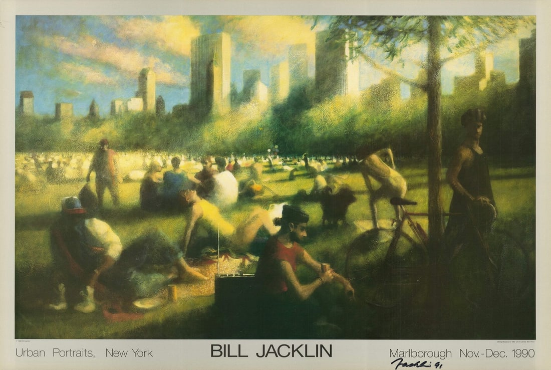 BILL JACKLIN Sheep Meadow III SIGNED 24" x 36" Offset Lithograph 1990 (1 of 4)