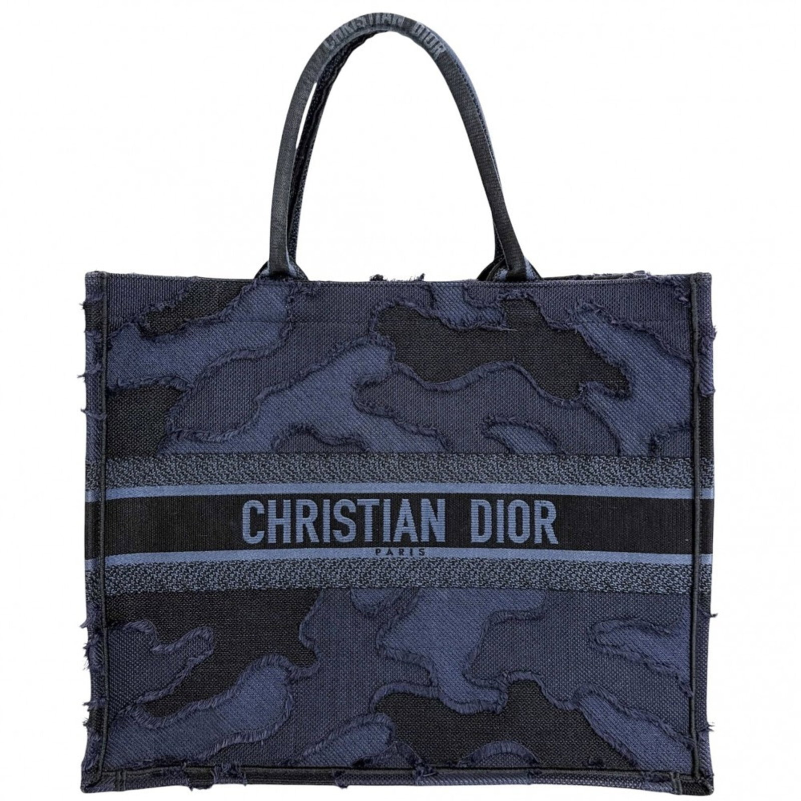 Dior Handbag Canvas Tote Christian: Dior Handbag Canvas Tote Christian Navy canvas tote bag from Christian Dior, featuring a classic design with clean lines and a structured shape. Measuring 33.5cm x 42cm x 18cm, it has a sturdy handle 