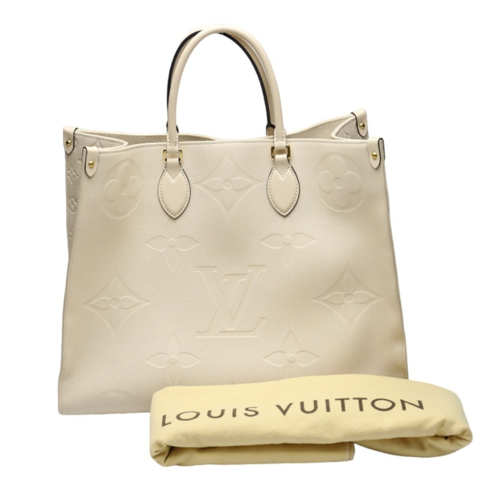 Tote Bag with Monogram Empreinte from Louis Vuitton: Tote Bag with Monogram Empreinte from Louis Vuitton Tote Bag with Monogram Empreinte from Louis Vuitton features the iconic Monogram Empreinte pattern in beige, a classic and timeless design. Made
