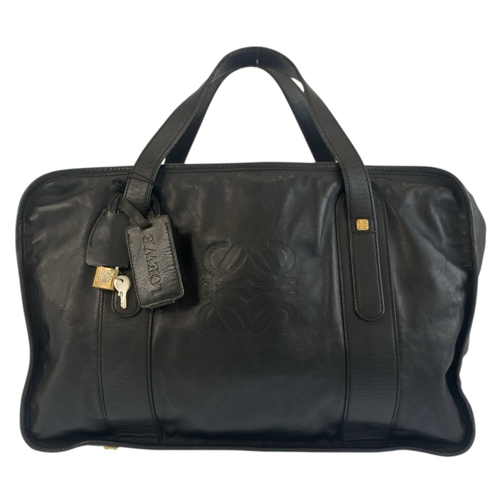 Boston Leather Handbag Bag Loewe: Boston Leather Handbag Bag Loewe Boston Leather Handbag Loewe - A sleek and sophisticated black leather handbag from renowned Spanish brand Loewe, featuring a classic Boston bag design with clean