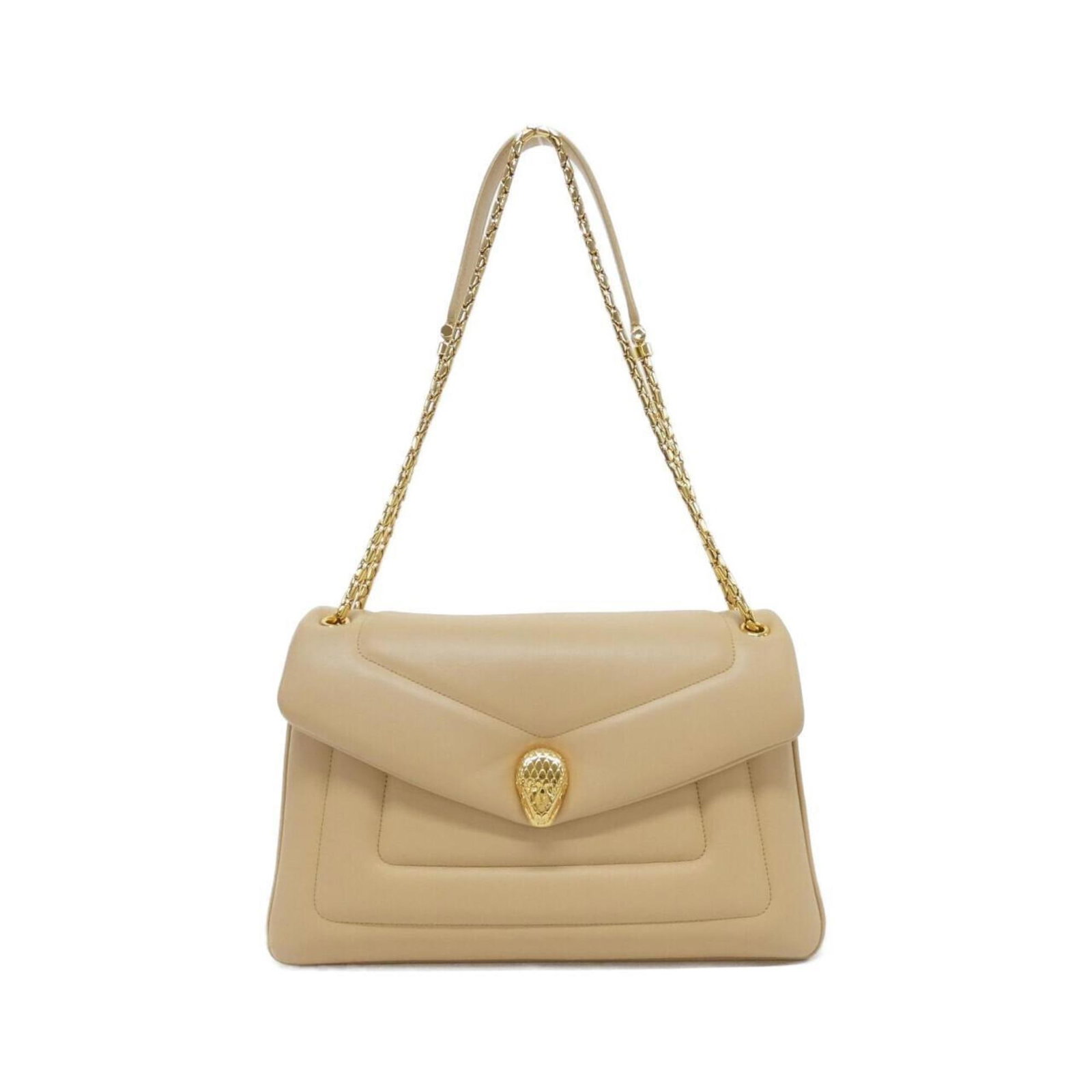 Bag leather shoulder Bvlgari: Bag leather shoulder Bvlgari Bag leather shoulder Bvlgari, beige color with gold hardware, features a classic design and durable leather material. Comes with dust bag and adjustable shoulder strap