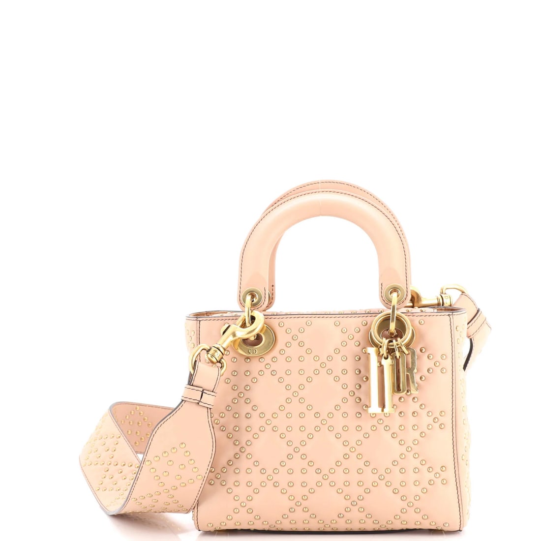 Supple lady bag small lambskin studded cannage Christian dior: Supple lady bag small lambskin studded cannage Christian dior Small Supple Lady Dior Bag with Cannage Studded Lambskin Exterior, Neutral Color. This cross body bag features scuffed and cracked leather