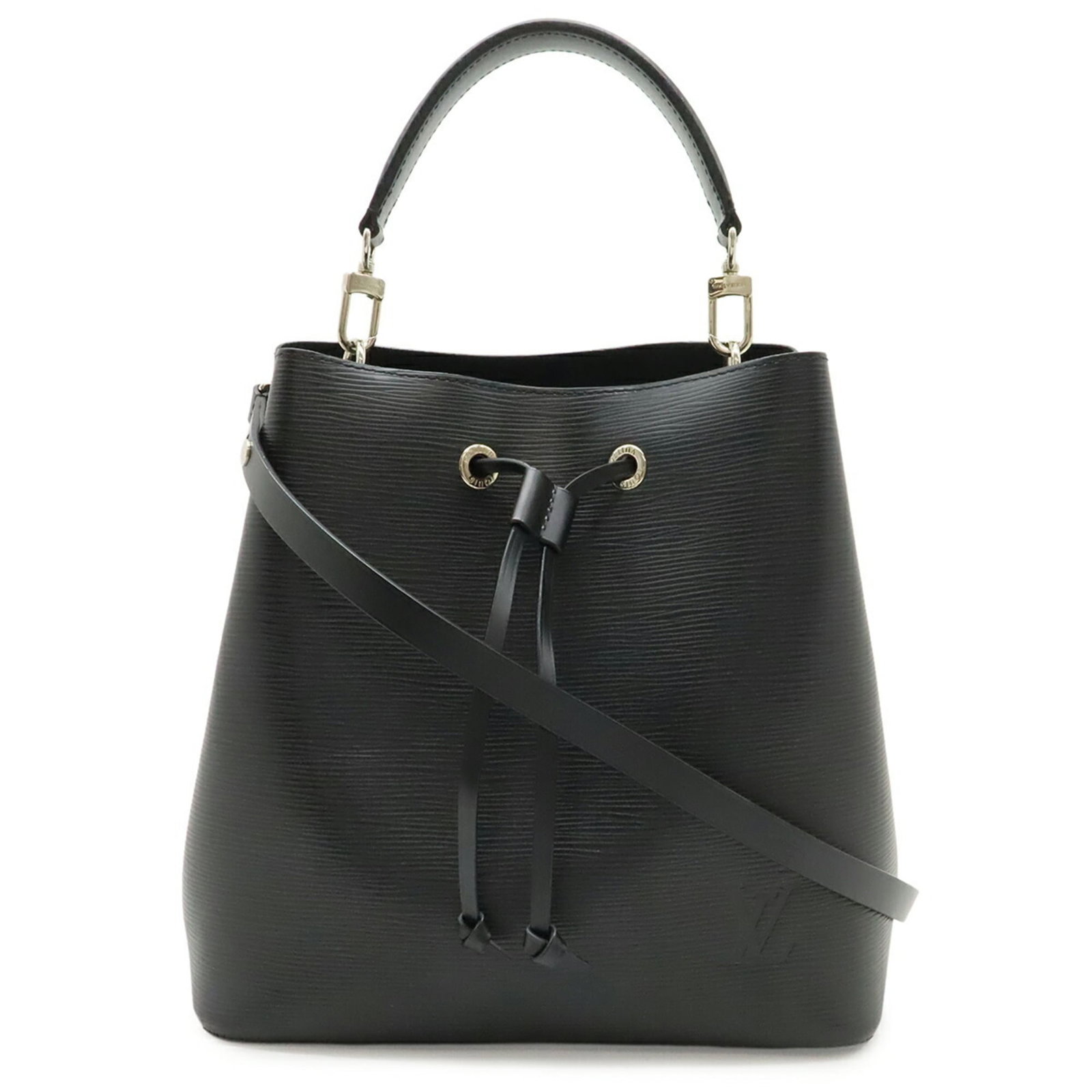 Louis Vuitton Handbag Shoulder Bag Epi Leather: Louis Vuitton Handbag Shoulder Bag Epi Leather Black Epi leather shoulder bag from Louis Vuitton, featuring silver hardware and a classic design. This stylish handbag measures 25.5cm x 25.5cm x 17cm a