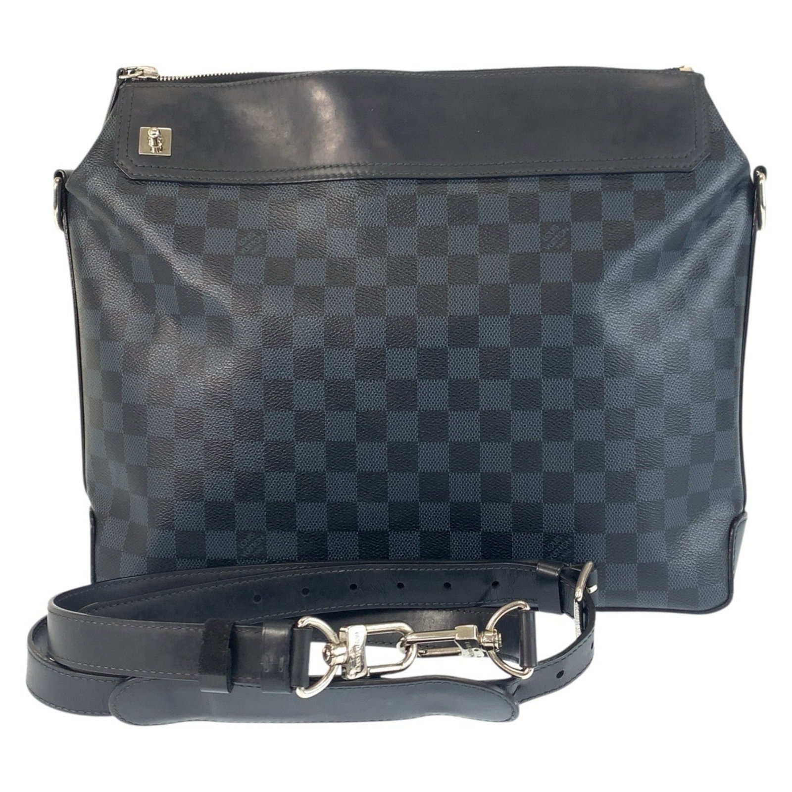 PVC leather shoulder bag by Louis Vuitton: PVC leather shoulder bag by Louis Vuitton PVC leather shoulder bag by Louis Vuitton, featuring black and blue color options. Made from PVC and leather materials, this bag measures 31cm x 35cm x 8cm an