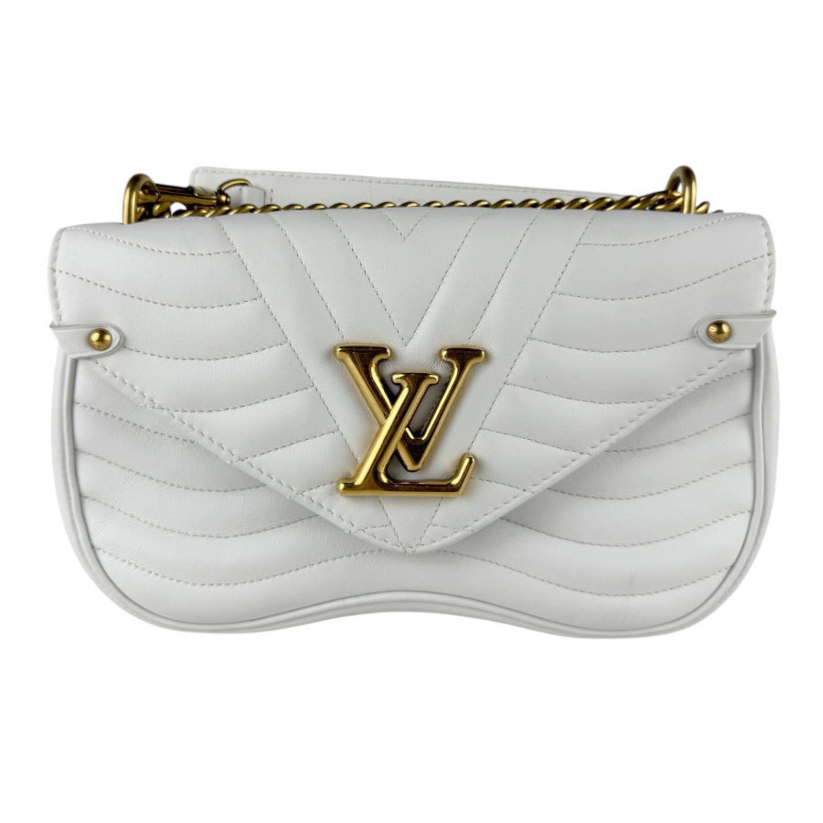Shoulder Bag Leather Louis Vuitton: Shoulder Bag Leather Louis Vuitton Light gray and white leather shoulder bag from Louis Vuitton, featuring a classic design with clean lines and a timeless look. Made in Italy, this bag measures 16cm