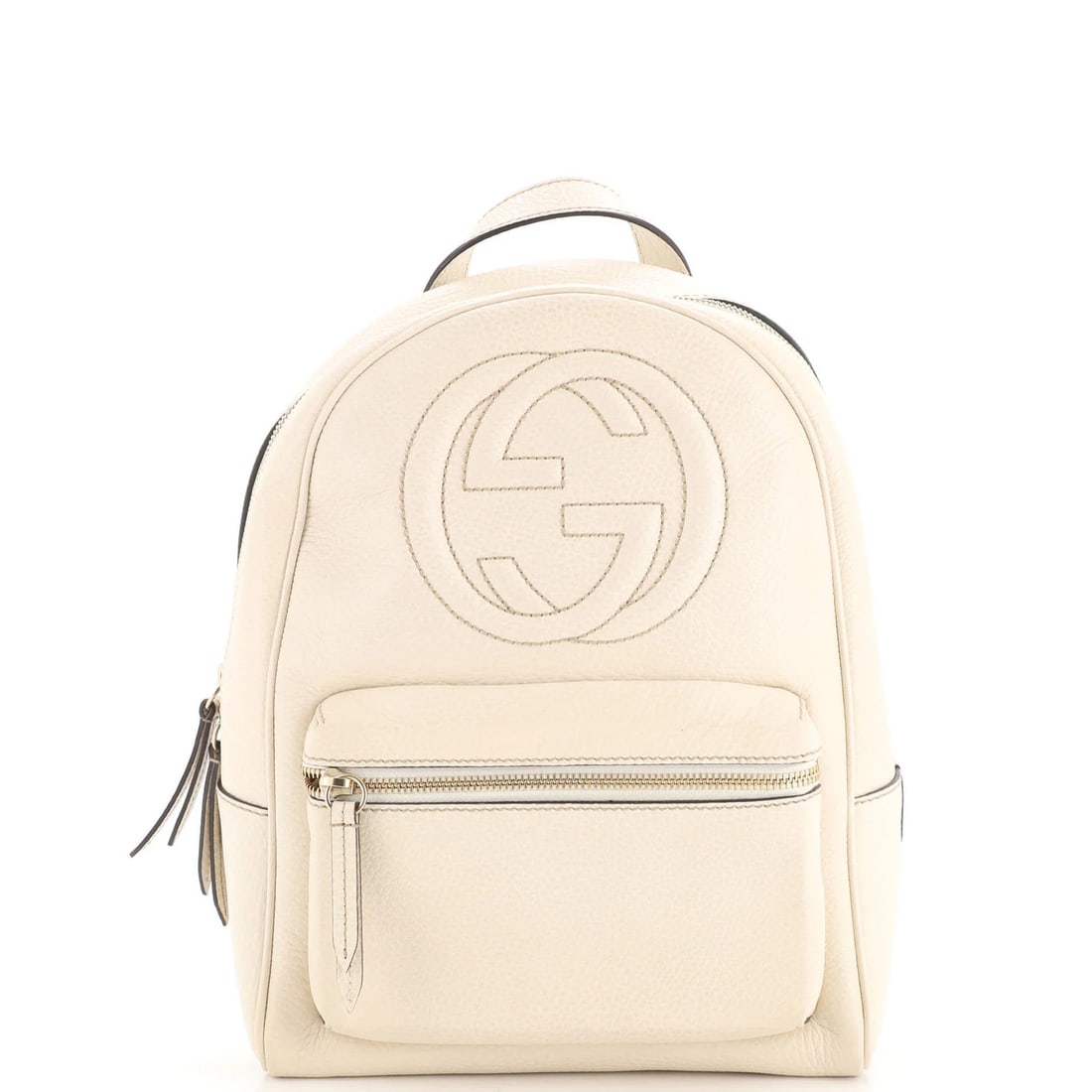 Gucci Chain Leather Backpack: Gucci Chain Leather Backpack Gucci Chain Leather Backpack features a neutral exterior with leather material, gold tone hardware, and a spacious interior. The backpack measures 12" height, 9" width, an