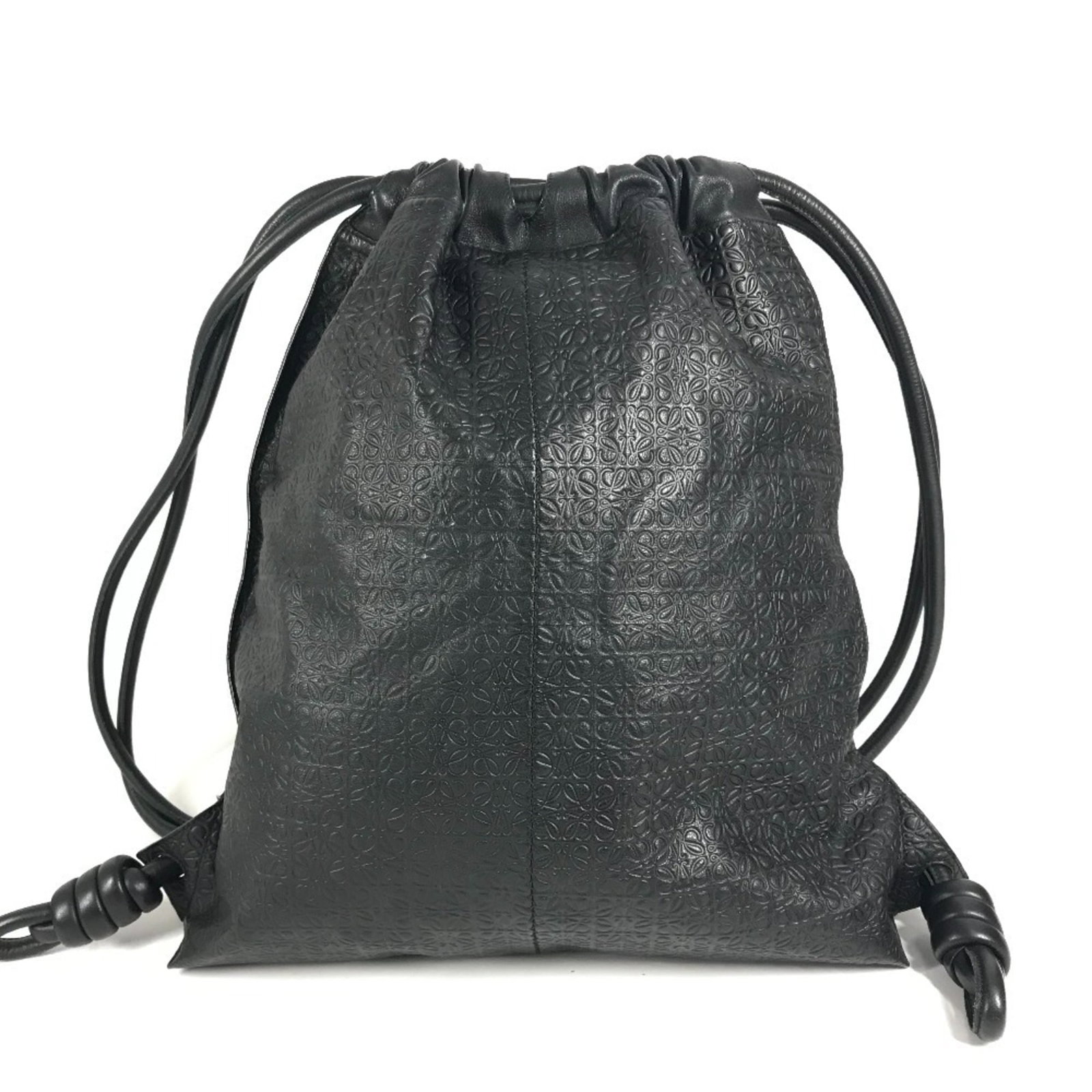 Loewe Backpack Leather: Loewe Backpack Leather Black leather backpack from Loewe, Spain, with dimensions 46cm x 45cm x 9.5cm. Made from high-quality leather, this classic design features a timeless black color that suits