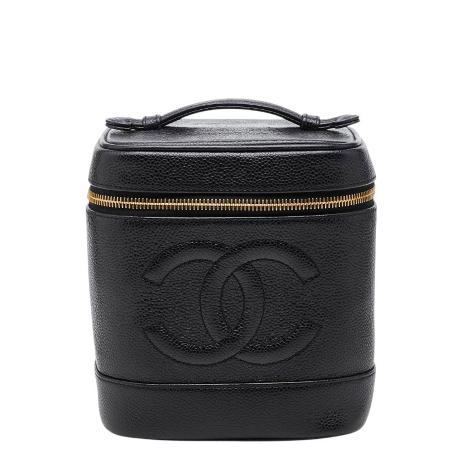 Chanel Handbag Vanity Bag Grained Calfskin: Chanel Handbag Vanity Bag Grained Calfskin Black Grained Calfskin Chanel MPN A01998 Vanity Bag measures 15cm x 15cm x 12cm, a compact and stylish accessory perfect for everyday use. This vanity bag
