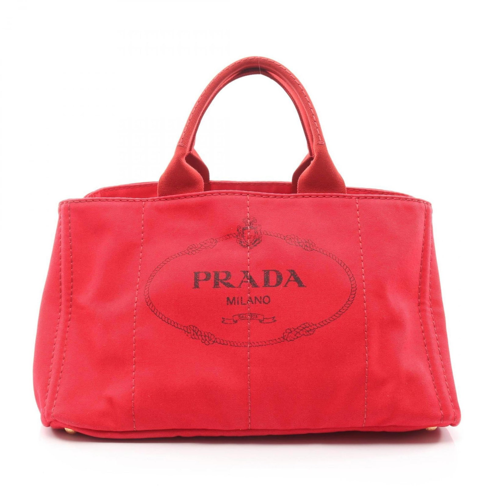 Tote bag canvas by Prada: Tote bag canvas by Prada Red canvas tote bag by Prada, measuring 24cm x 40.5cm x 25cm in size. This stylish and functional bag features a bold red color and is made from high-quality canvas material.