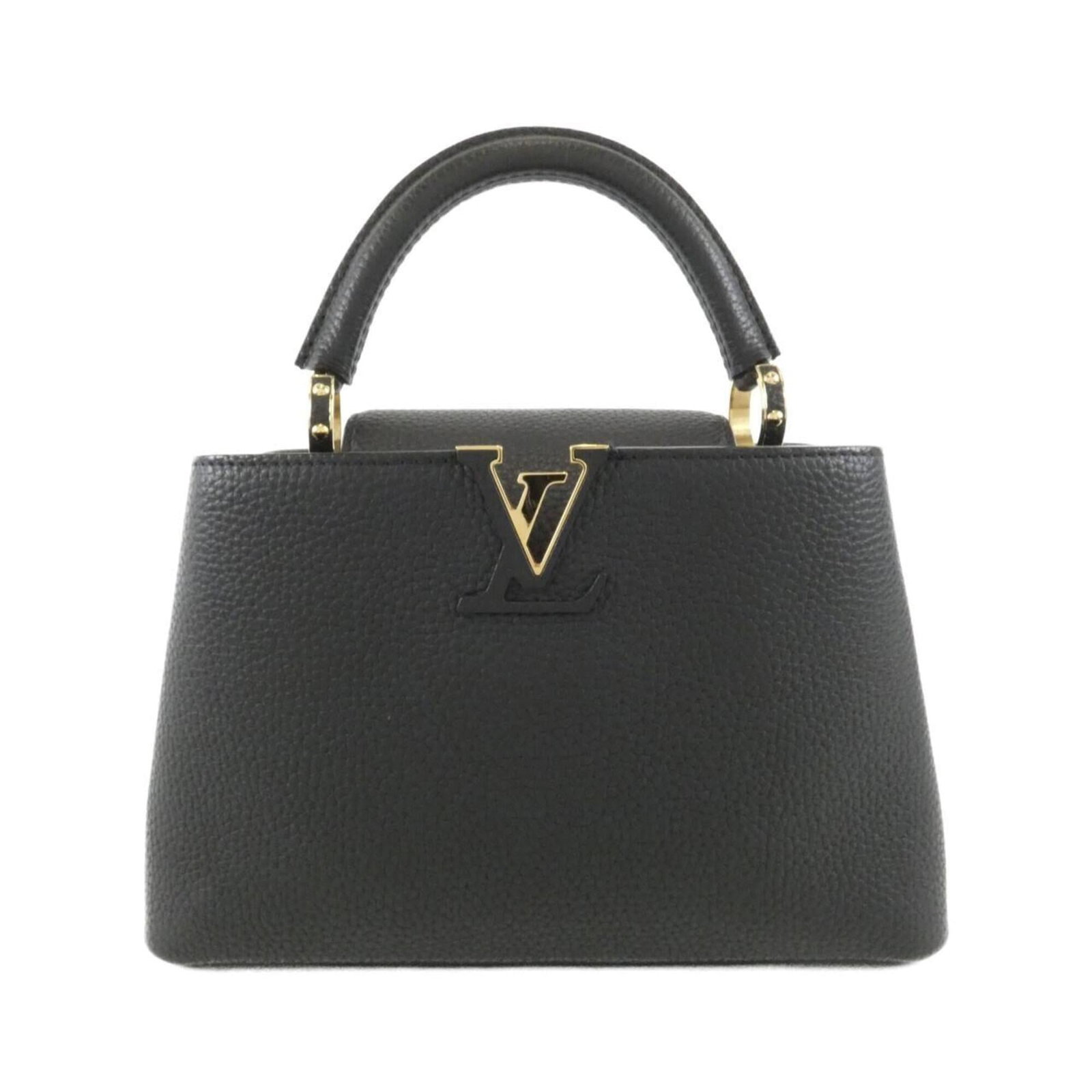 Louis Vuitton Handbag Leather: Louis Vuitton Handbag Leather Taurillon leather, a signature Louis Vuitton material, adorns this sleek black handbag. Measuring 17cm x 27cm x 9cm, it boasts a compact size while maintaining a sophisti