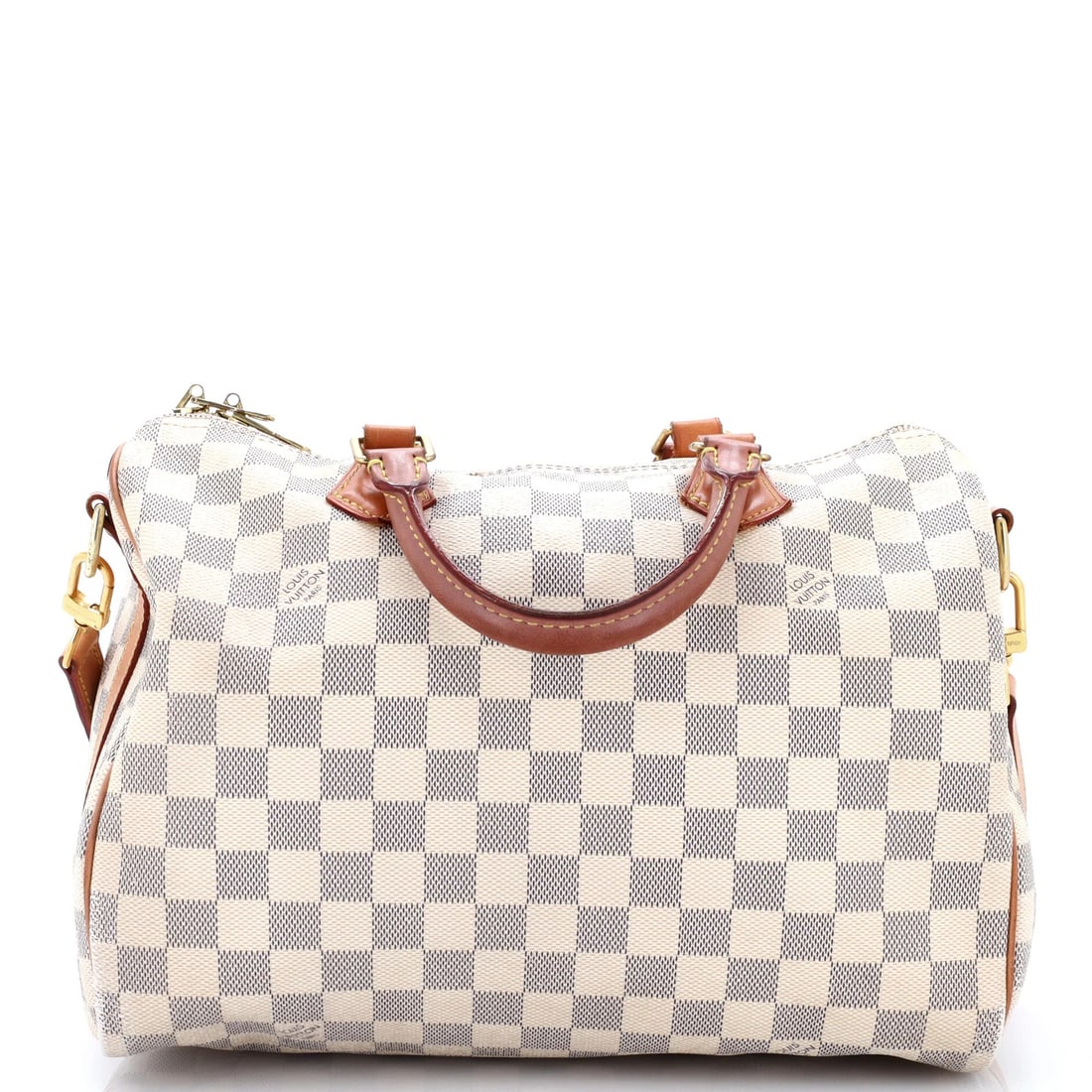 Damier Louis Vuitton Speedy Bandouliere Bag: Damier Louis Vuitton Speedy Bandouliere Bag White Damier Louis Vuitton Speedy Bandouliere Bag with canvas coated exterior, neutral interior, and gold hardware. This iconic bag features a classic