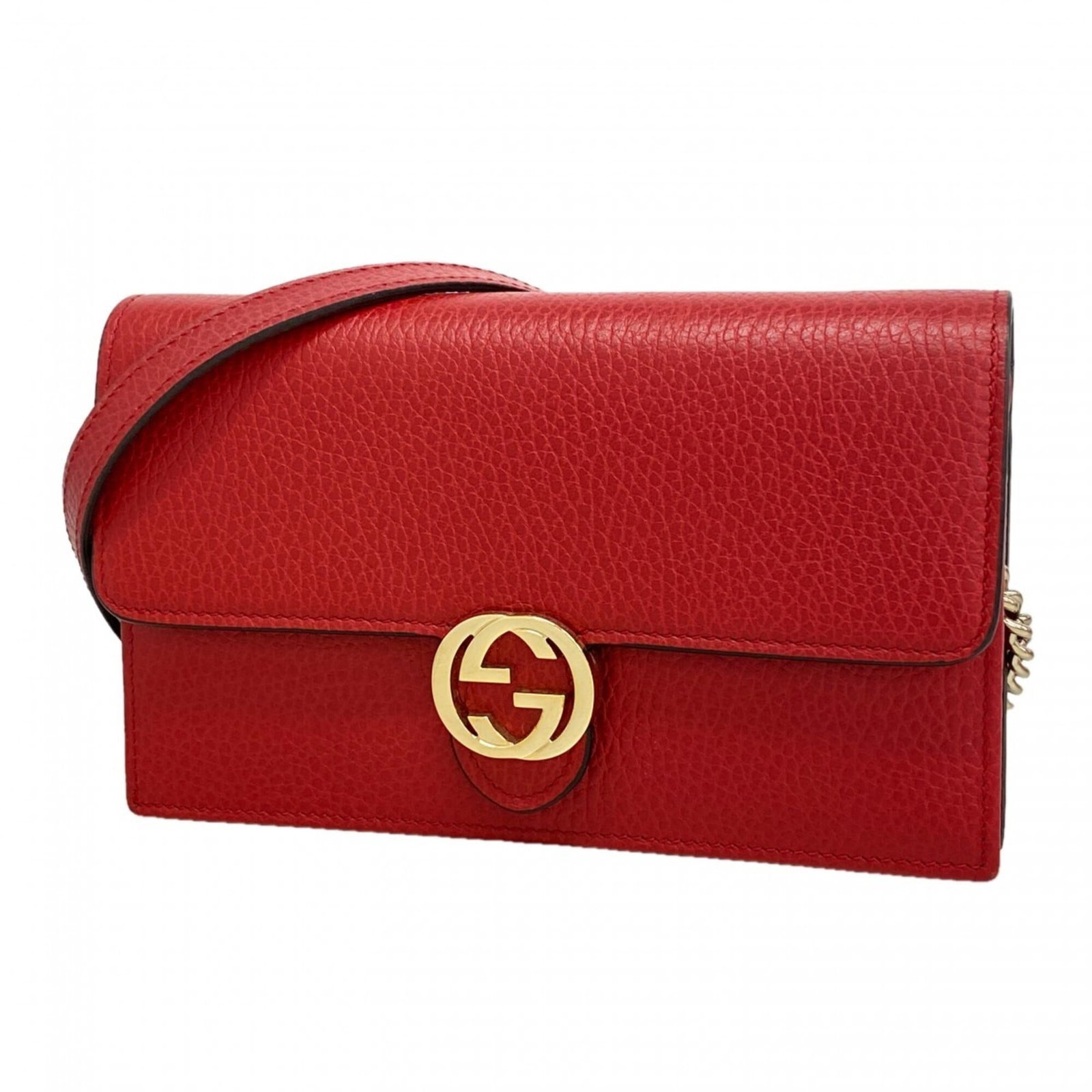 Chain leather wallet shoulder: Chain leather wallet shoulder Chain leather wallet shoulder in bold red color, featuring a sleek chain design and premium leather material. Measuring 11cm x 19cm x 2.5cm, this stylish accessory adds a