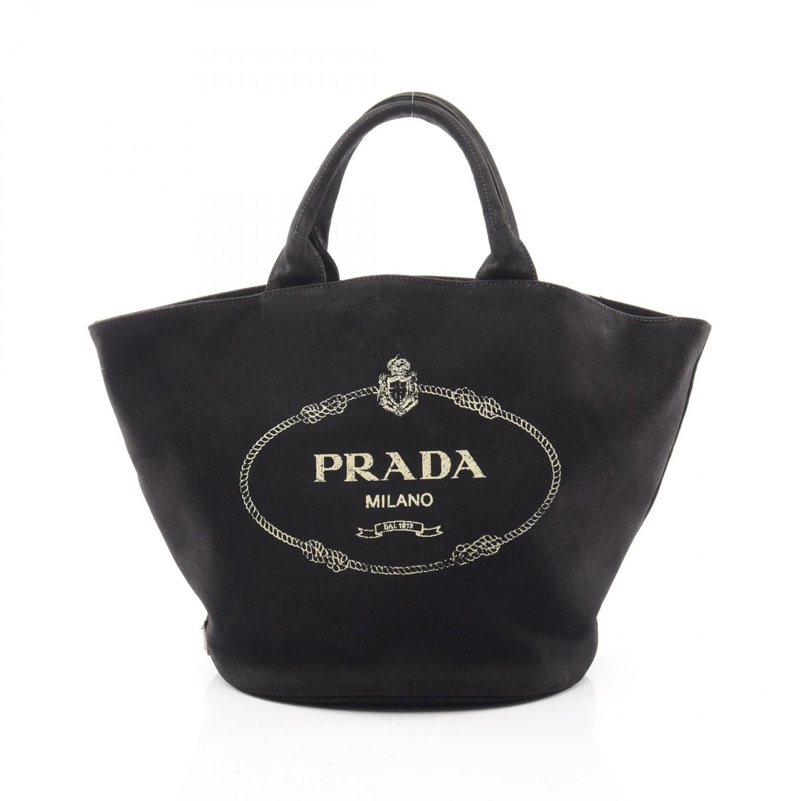 Canvas bag tote handbag by Prada: Canvas bag tote handbag by Prada Canvas bag tote handbag by Prada, featuring a sleek black canvas design with a signature. This stylish and versatile tote measures 29cm x 25cm x 18cm, making it the