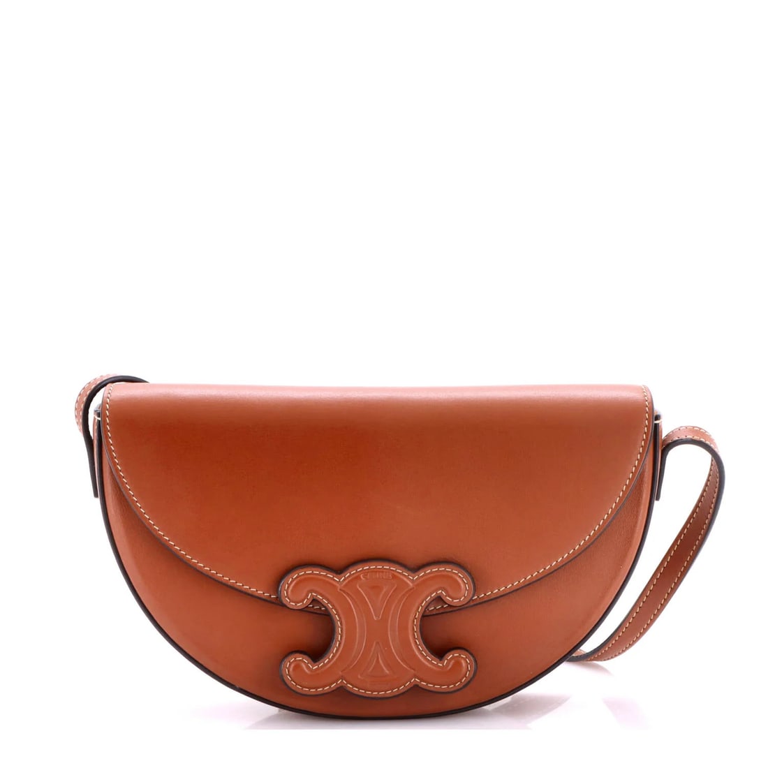 Cuir Triomphe Besace Bag Leather Flap Celine: Cuir Triomphe Besace Bag Leather Flap Celine The Celine Cuir Triomphe Besace Flap Bag boasts rich brown leather exterior with gold hardware, adding a touch of sophistication to its sleek design. Measu