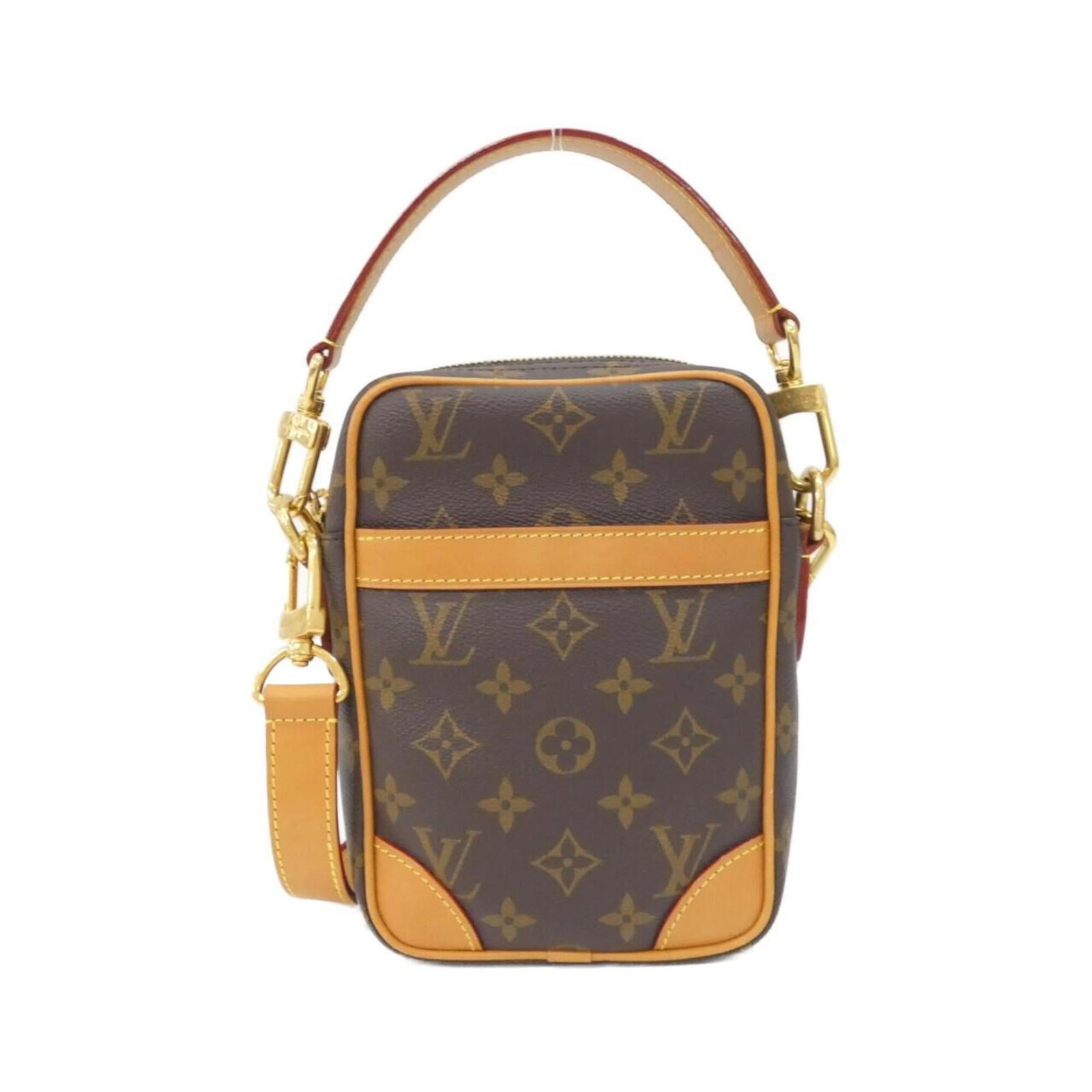 Canvas Coated Louis Vuitton Handbag: Canvas Coated Louis Vuitton Handbag Canvas Coated Louis Vuitton Handbag features a classic Monogram design, made from coated canvas and adorned with gold hardware. The bag measures 21cm x 15cm x 5cm a