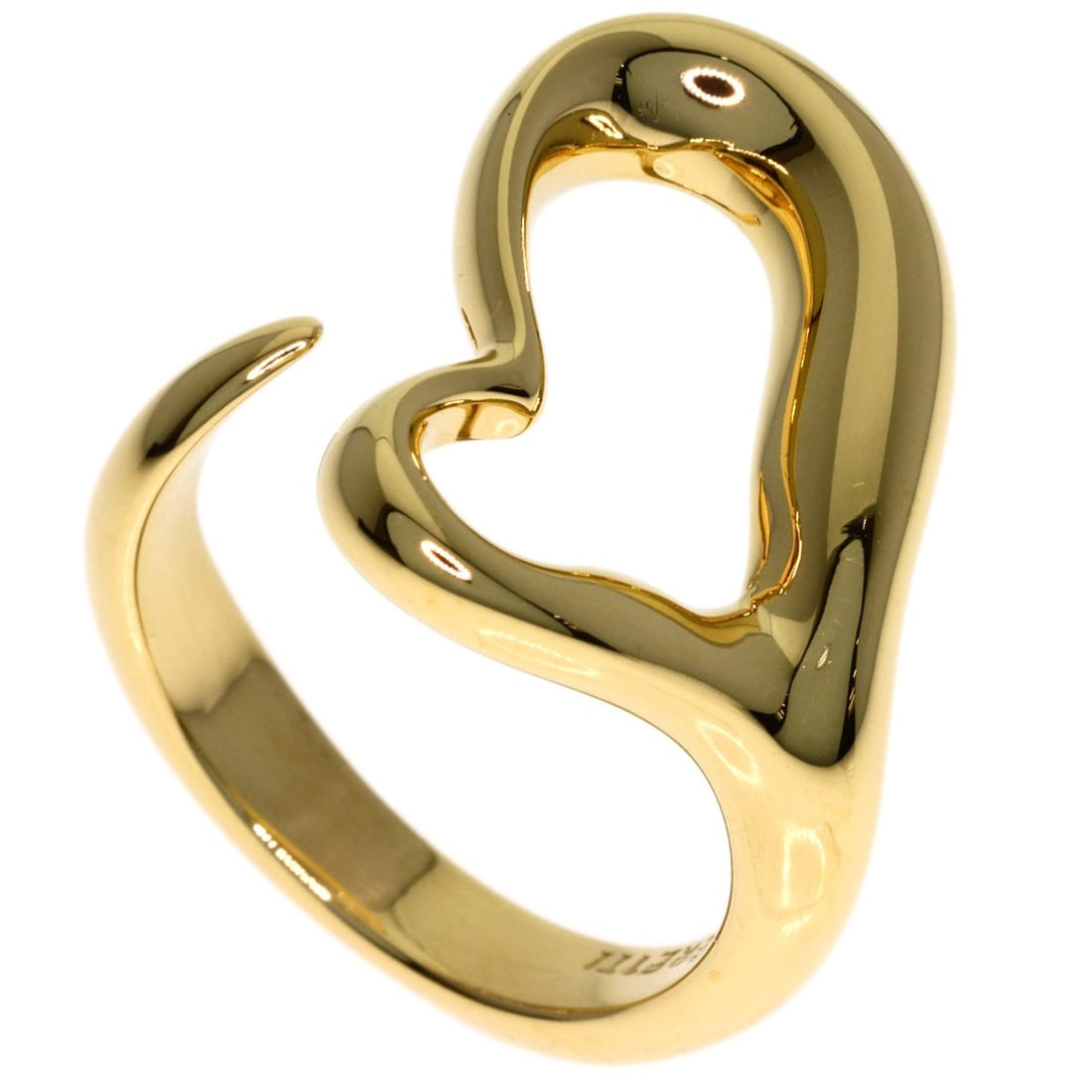 Tiffany&Co. Open Heart Ring K18 Yellow Gold: Tiffany&Co. Open Heart Ring K18 Yellow Gold K18 Yellow Gold Open Heart Ring with elegant design, crafted from high-purity K18 gold. This Tiffany&Co. ring features a classic open heart style that exude