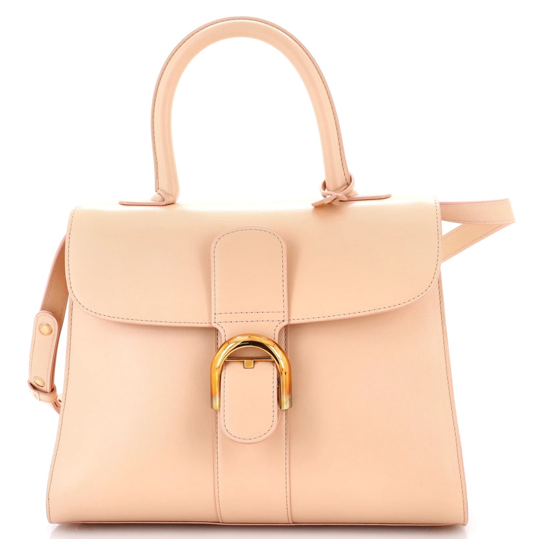 Delvaux Brillant Top Handle Bag Leather MM: Delvaux Brillant Top Handle Bag Leather MM The Delvaux Brillant Top Handle Bag Leather MM boasts a timeless neutral exterior with scuffs, edge wear, and minor creases, adding subtle character to its