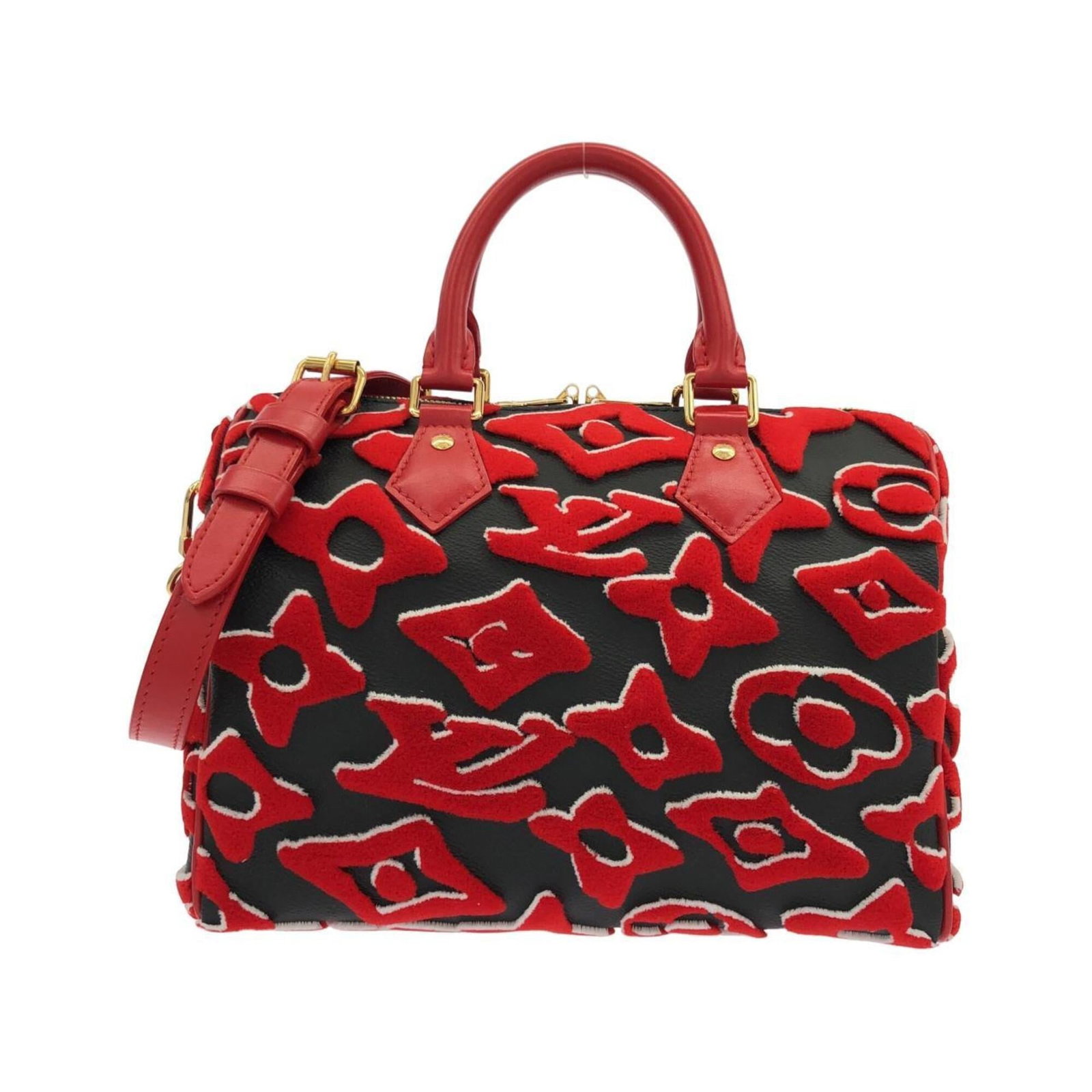Boston Bag Coated Canvas by Louis Vuitton: Boston Bag Coated Canvas by Louis Vuitton Boston Bag Coated Canvas by Louis Vuitton - A stylish and compact accessory, this black Boston bag features coated canvas material, measuring 17.5cm x 26cm x