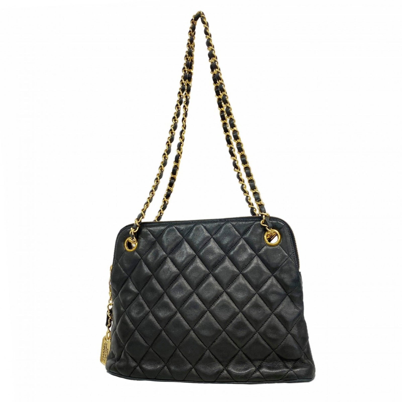 Shoulder Bag Leather Chanel: Shoulder Bag Leather Chanel This luxurious black leather Chanel shoulder bag boasts sleek, timeless design and premium lambskin material. Crafted with gold hardware for an elegant touch, its classic