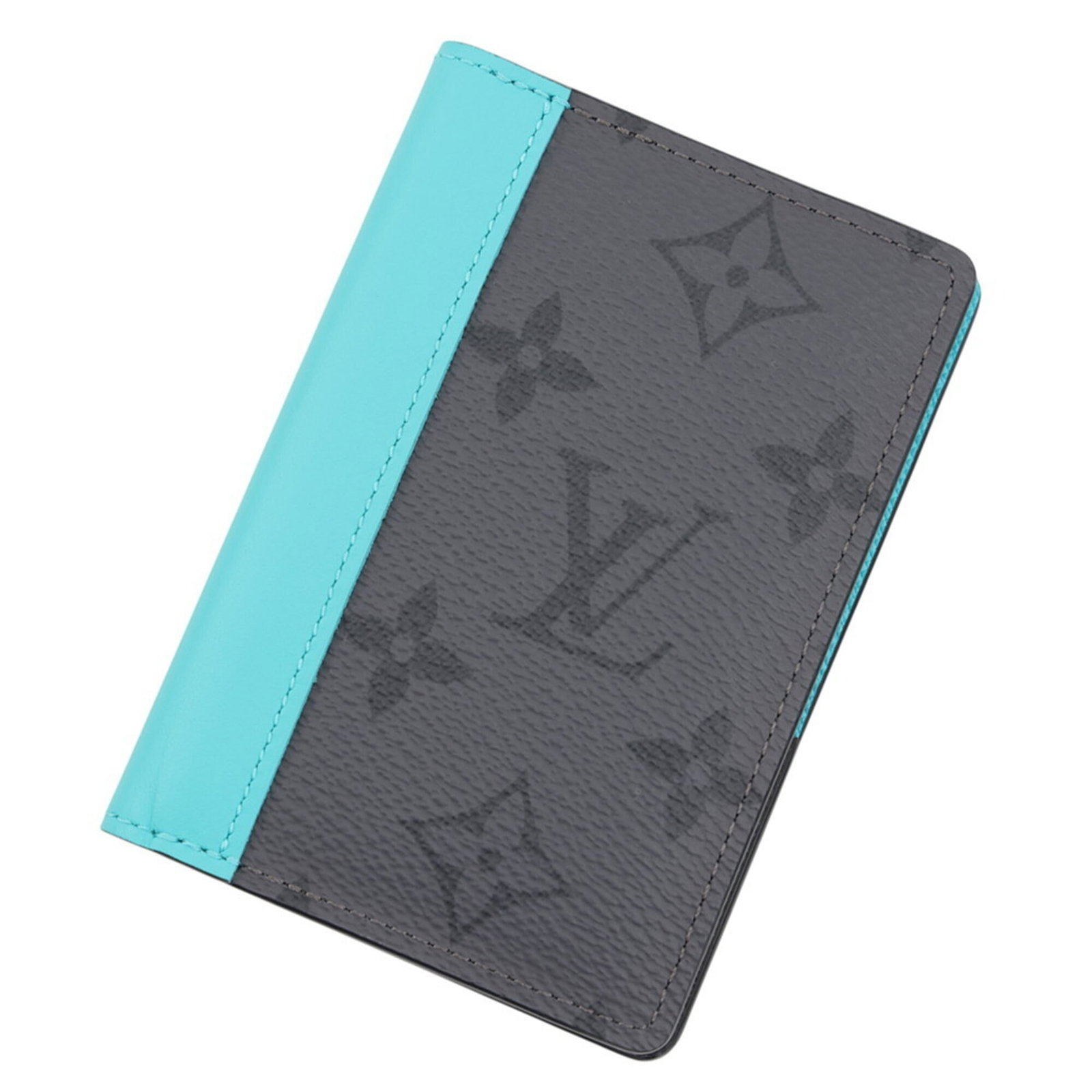 Business Card Case Eclipse Monogram Louis Vuitton: Business Card Case Eclipse Monogram Louis Vuitton The Louis Vuitton Monogram Eclipse Business Card Case boasts sleek, modern design with a distinctive gray and turquoise color scheme. Made from high-q