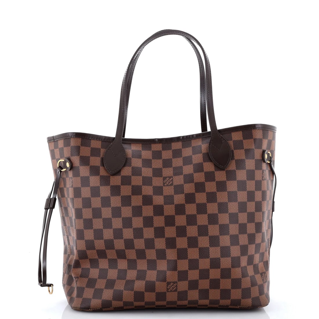 Louis Vuitton Neverfull NM Tote Damier MM: Louis Vuitton Neverfull NM Tote Damier MM Brown Louis Vuitton Neverfull NM Tote Damier MM in great condition, featuring scuffs and edge wear on the exterior. The canvas-coated tote boasts a classic de