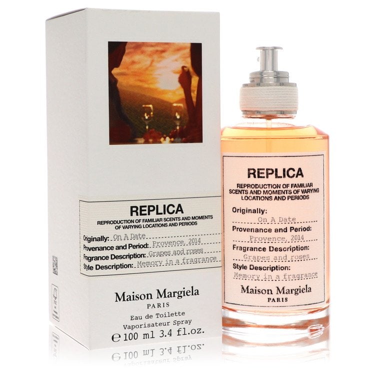 Replica On A Date by Maison Margiela Eau De Toilette Spray (Unisex) 3.4 oz: Replica On A Date by Maison Margiela Eau De Toilette Spray (Unisex) 3.4 oz Replica On A Date by Maison Margiela Eau De Toilette Spray. This unisex fragrance comes in a 3.4 oz size, offering a unique s