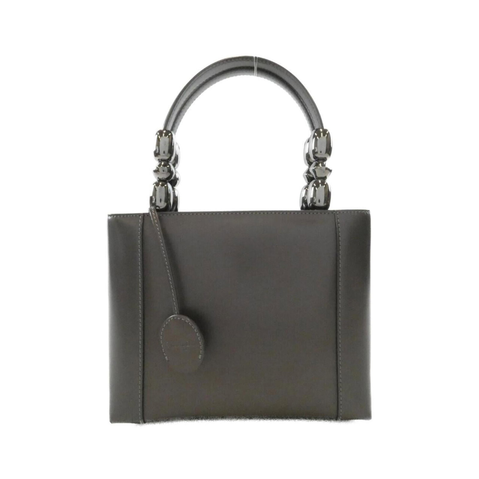 Handbag Christian Dior Leather: Handbag Christian Dior Leather Gray leather Christian Dior handbag with silver hardware, measuring 16cm x 20cm x 8cm. This stylish bag features a classic design and premium material construction. The 