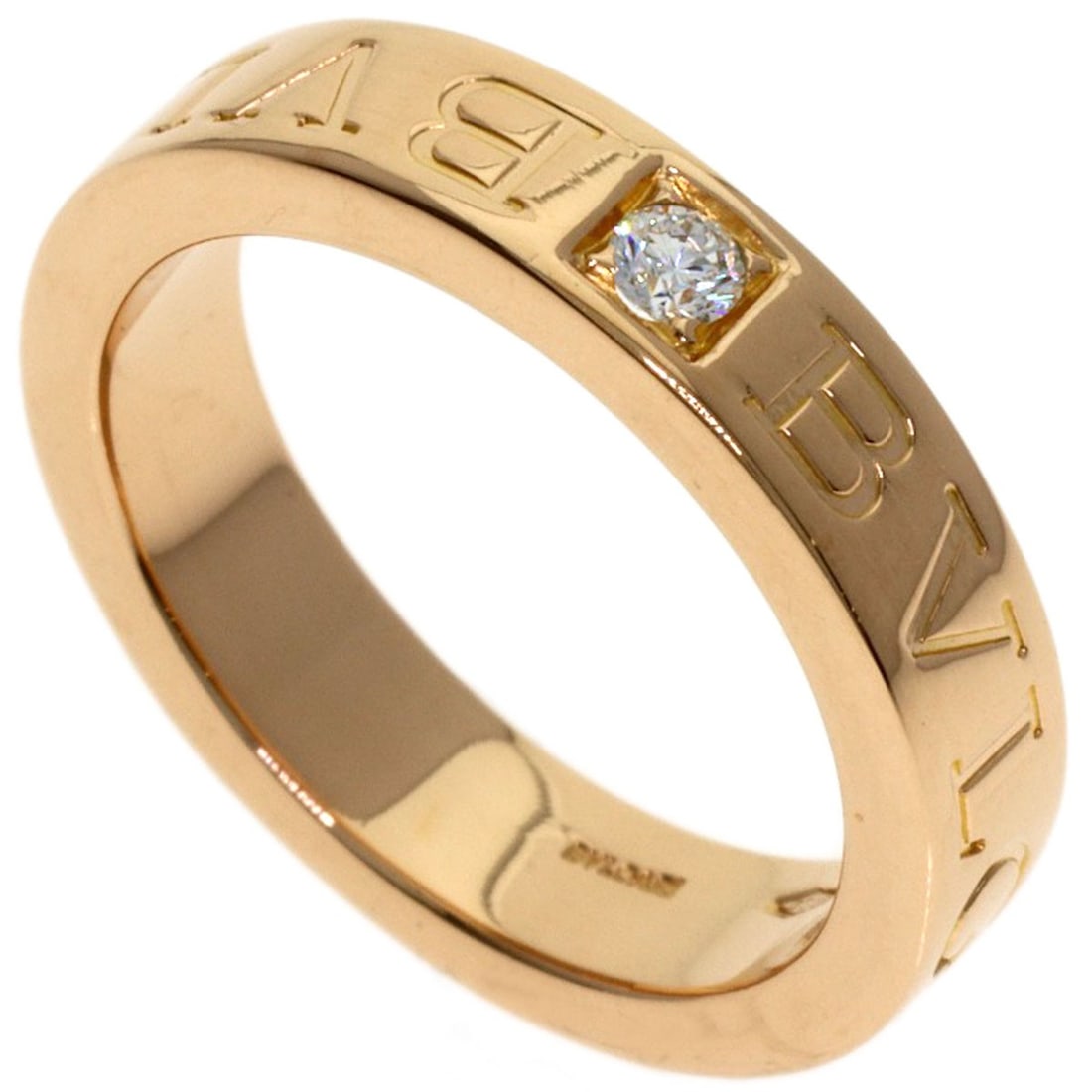Double Logo 1P Diamond Ring Bvlgari K18 Pink Gold: Double Logo 1P Diamond Ring Bvlgari K18 Pink Gold K18 Pink Gold Diamond Ring from BVLGARI, featuring a Double Logo design and a high-quality diamond. This elegant ring showcases the luxury of K18 pink