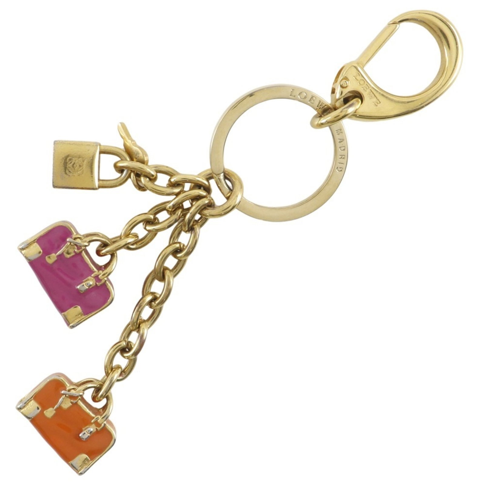 Keyring of Loewe: Keyring of Loewe Gold Keyring from Loewe, measuring 13cm x 3cm with a weight of 60g. This keyring boasts a sleek design and premium gold finish that adds a touch of luxury to any accessory. Its compac